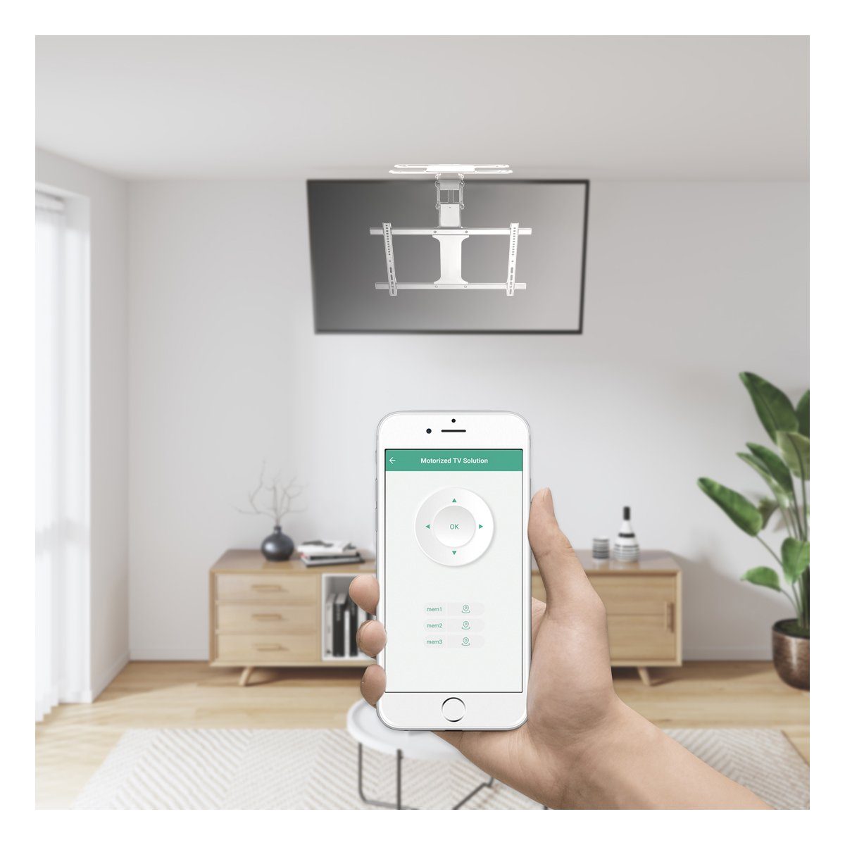my wall TV-Deckenhalterung HL49MWL, (bis 75 Zoll, Packung, 1-teilig, Smart Home, Alexa und Google Home kompatibel, maximale Beweglichkeit)