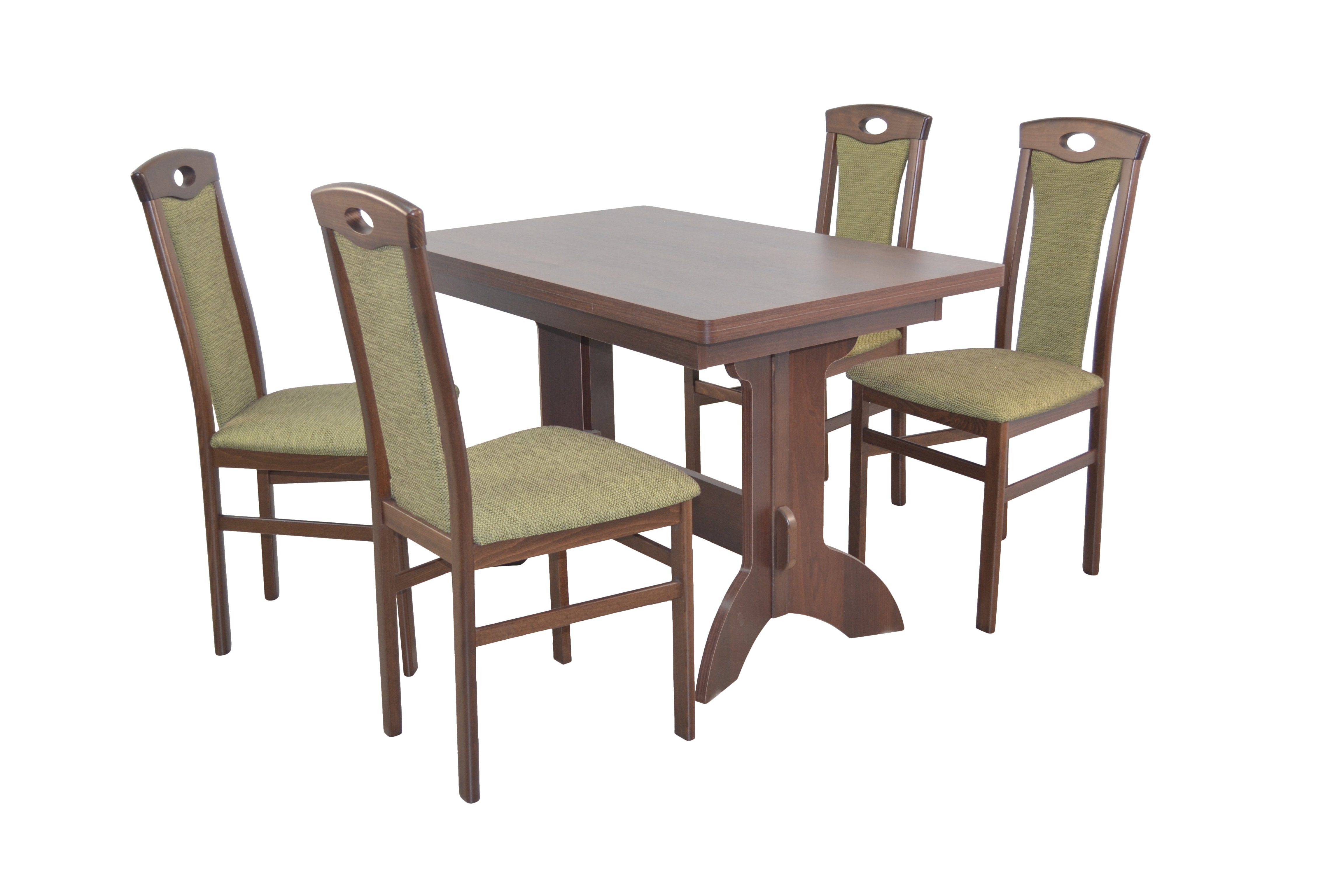 moebel-direkt-online Essgruppe 5teilige Tischgruppe, bestehend aus Esstisch ausziehbar und 4 Stühlen, (Spar-Set, 5teiliges Set) Nussbaum-Nachbildung/grün