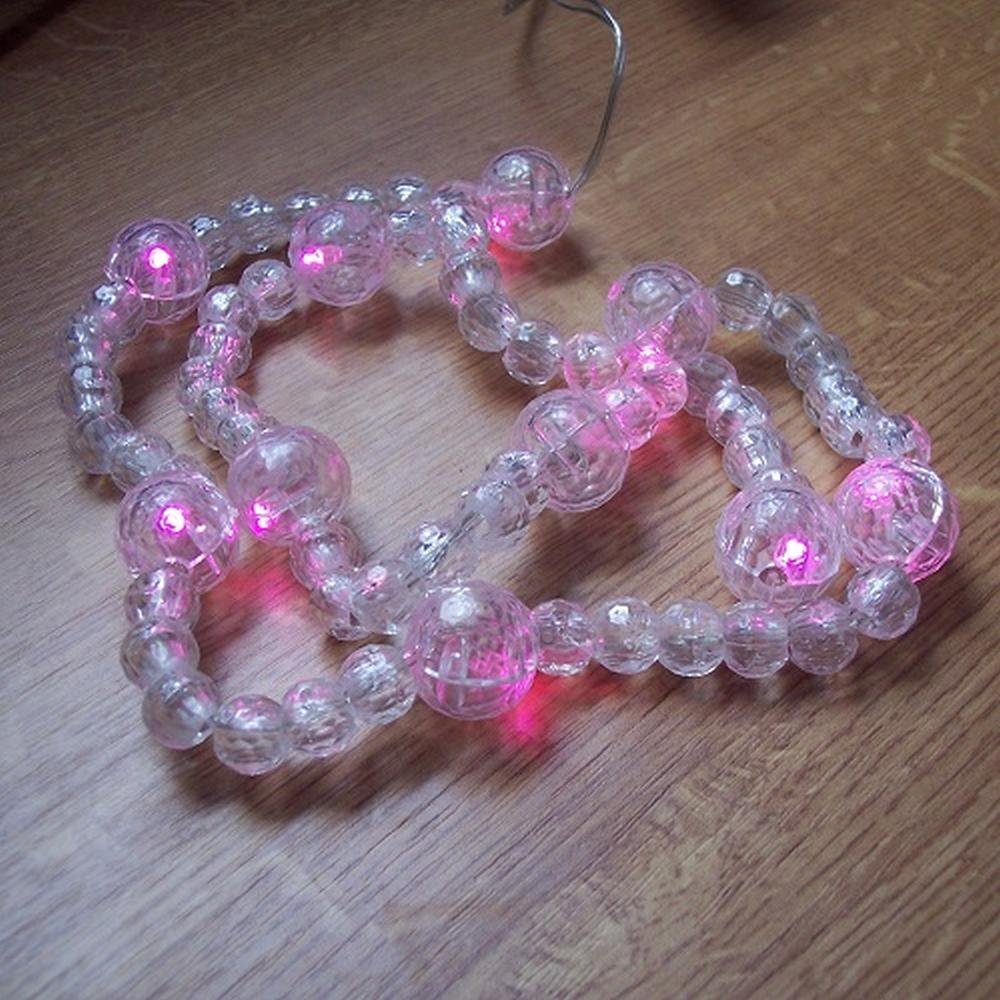 Nipach LED-Lichterkette BI11312 Deko LED Perlen-Lichterkette pink