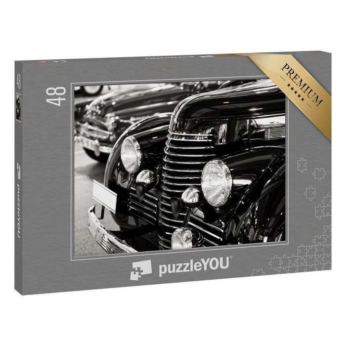 puzzleYOU Puzzle Oldtimer schwarz-weiß 48 Puzzleteile puzzleYOU-Kollektionen Oldtimer