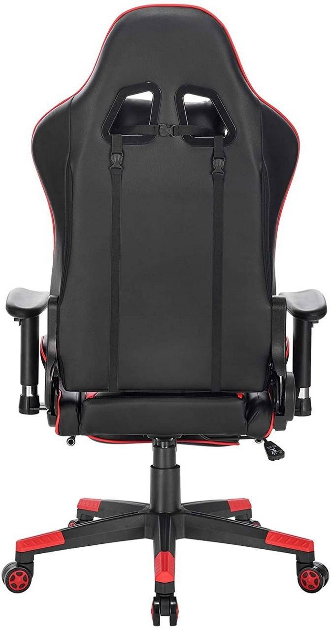 St), Wippfunktion Fußstütze Höhenverstellbar Kunstleder Gaming-Stuhl Rot (1 EUGAD