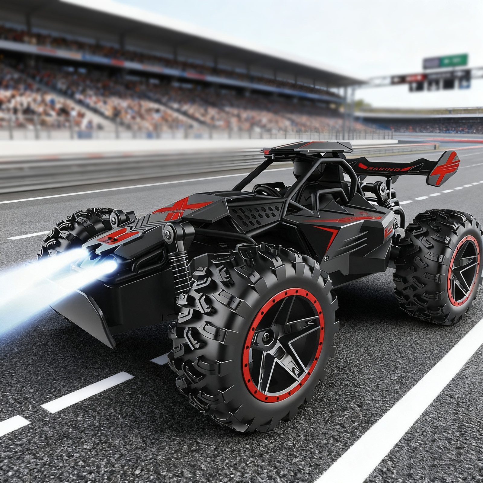 MODFU RC-Auto Ferngesteuertes Auto Offroad Auto Drift Spielzeugauto All-Terrain-Auto (mit Beleuchtung All-Terrain-Reifen stoBfestem ABS-Gehäuse 1 Stück Akku, 1-tlg., Fernsteuerung mit Reichweite bis 40 Meter), 2,4 GHz Spielzeugauto für Kinder ab 6 Jahren