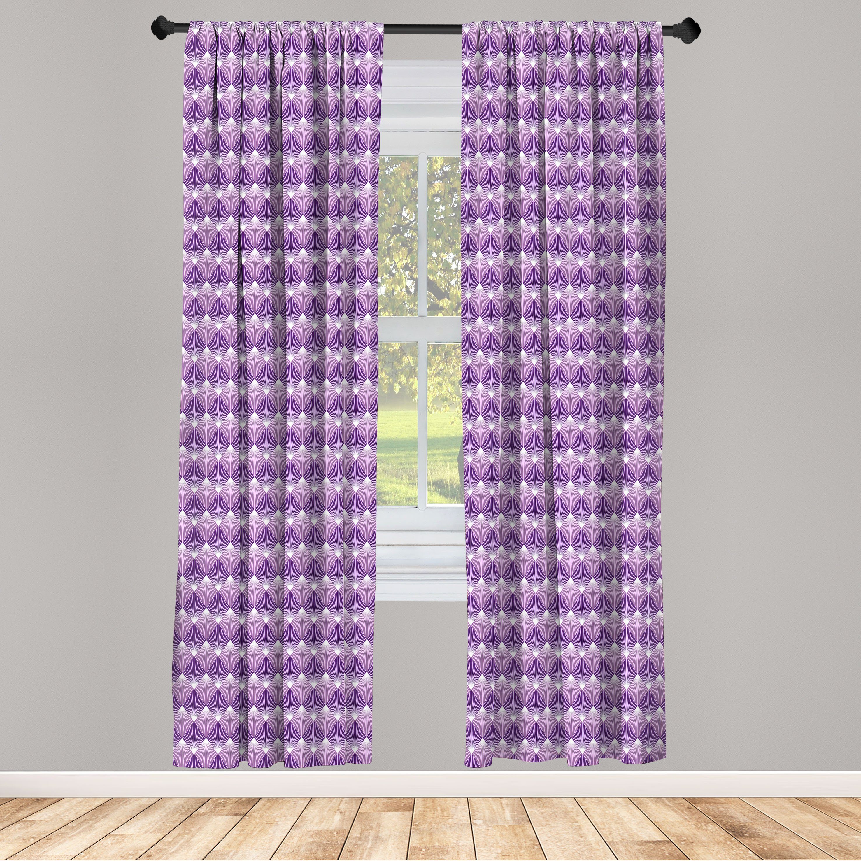 Gardine Vorhang für Wohnzimmer Schlafzimmer Dekor, Abakuhaus, Microfaser, Geometrisch Rauten mit Linien
