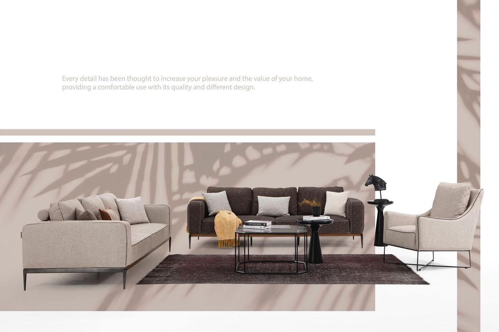 JVmoebel Wohnzimmer-Set Sitzer Stoff Made Sofas 1x 1x Sessel), Grau (2-St., Sessel + in Zweisitzer Sofagarnitur 2 Design, 3-Sitzer Modern Europa