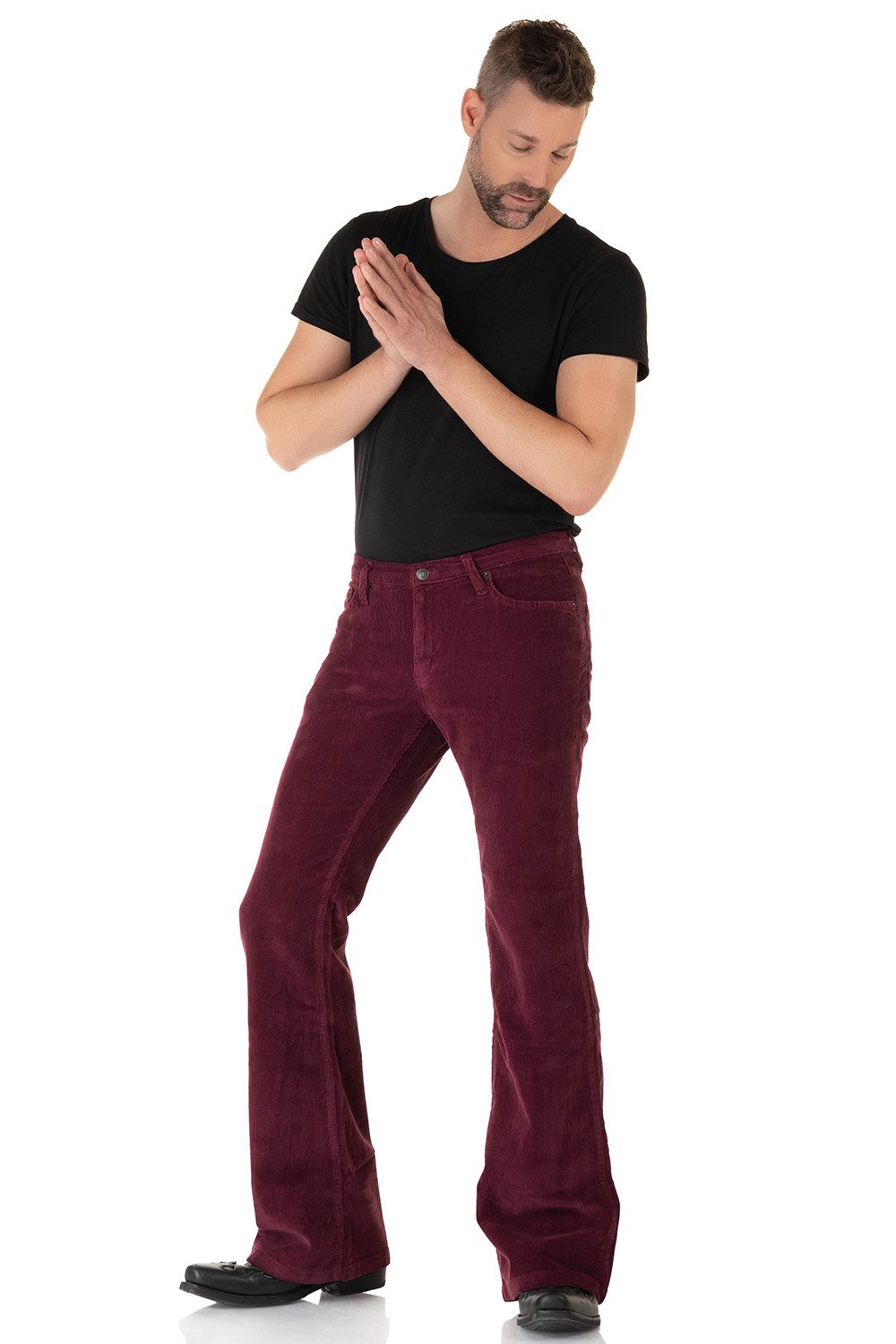 Cordhose Herren Bootcut bordeaux