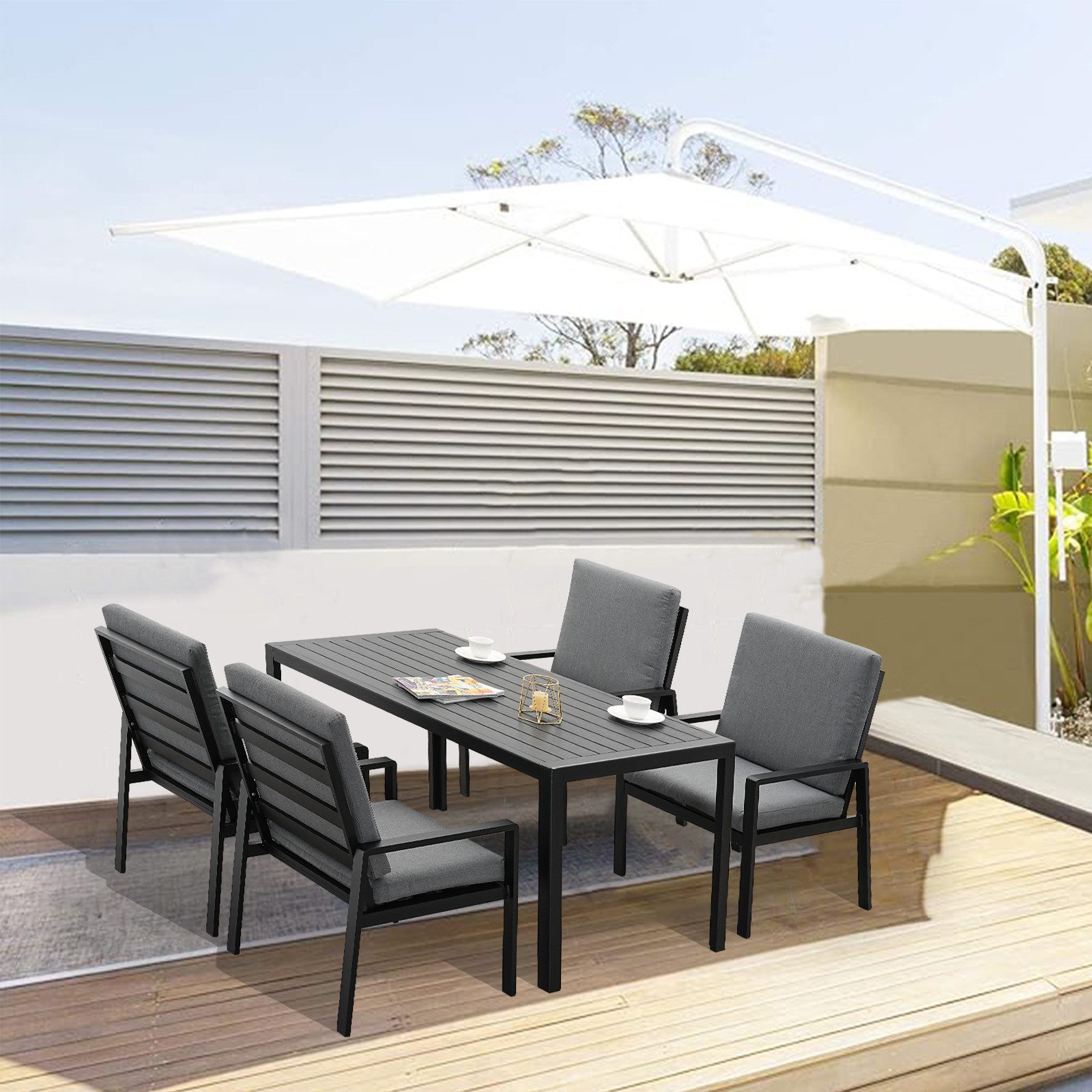 MeXo GartenloungeSet Lounge Möbel Set, (Garten Essgruppe, 5tlg