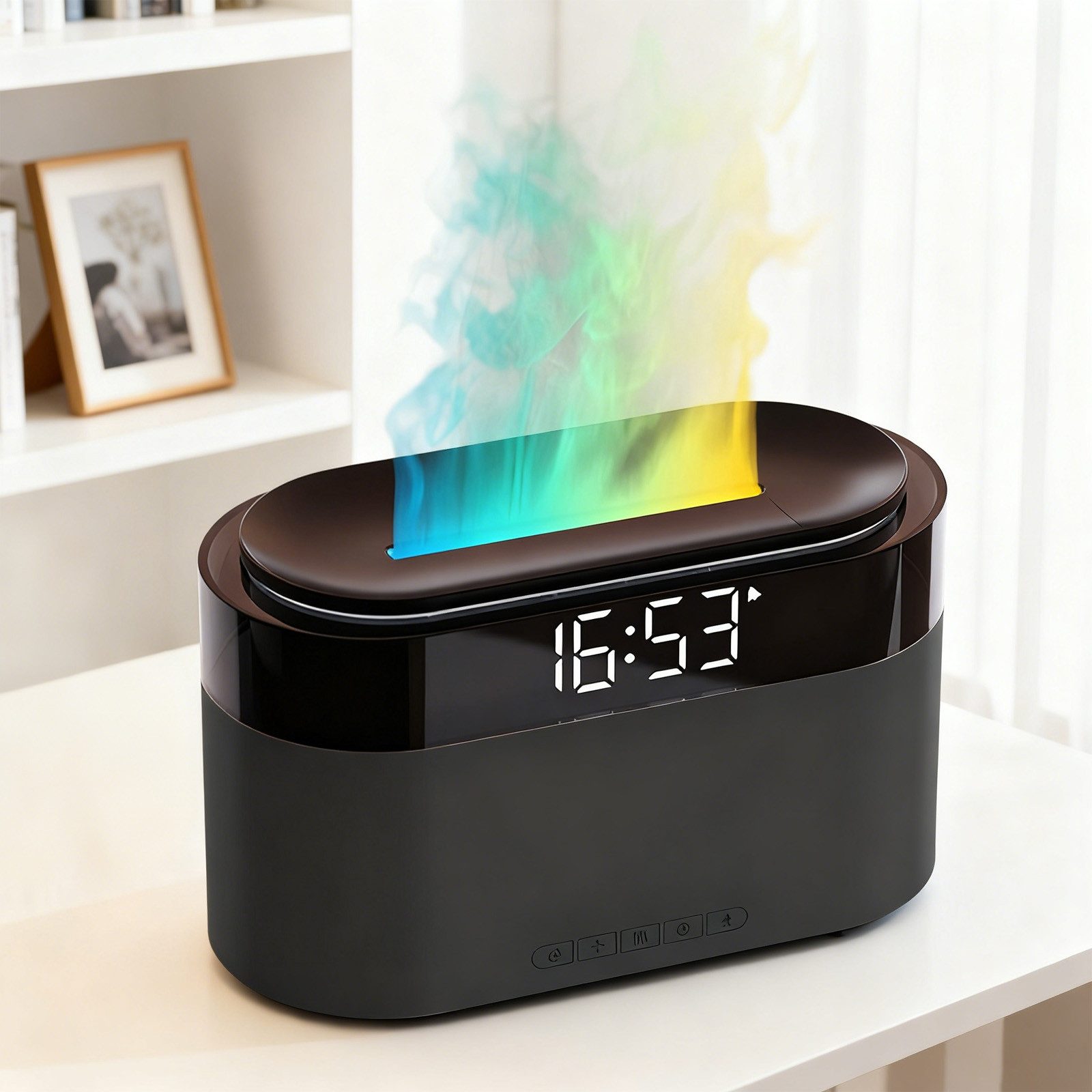 MODFU Diffuser Luftbefeuchter mit Duftfunktion 2-in-1 Raumbefeuchter Wecker, 0,15 l Wassertank, mit LED-Display Nachtlicht 150ml Tank Timer leise für Schlafzimmer