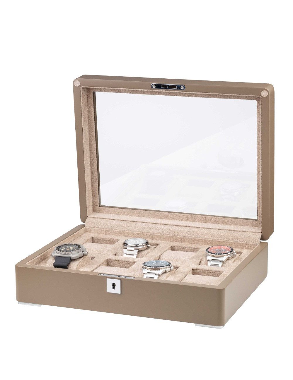 Rothenschild Uhrenbox Rothenschild RS-3420-8-TA-TAN Uhrenbox braun [8] mit beigem Samt