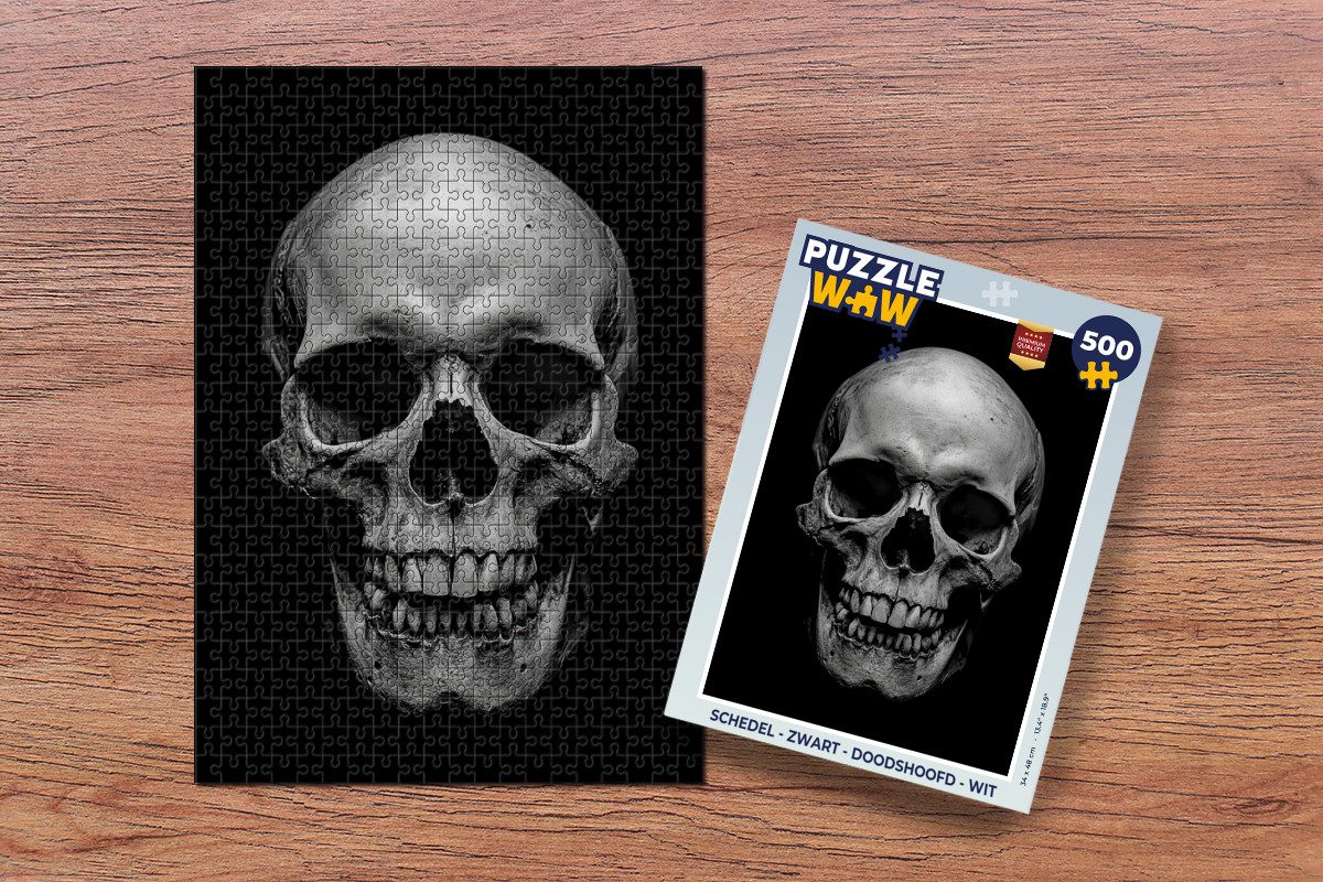 MuchoWow Puzzle Totenkopf - Schwarz - Totenkopf - Weiß, 500 Puzzleteile, Fo günstig online kaufen