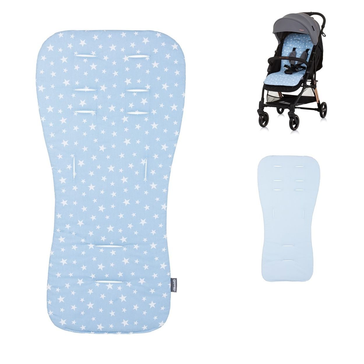 Chipolino Kinderwagen-Sitzauflage Sitzauflage VVPAD024, Baumwolle, atmungsaktiv, universell passend, für 5-Punkt-Gurt
