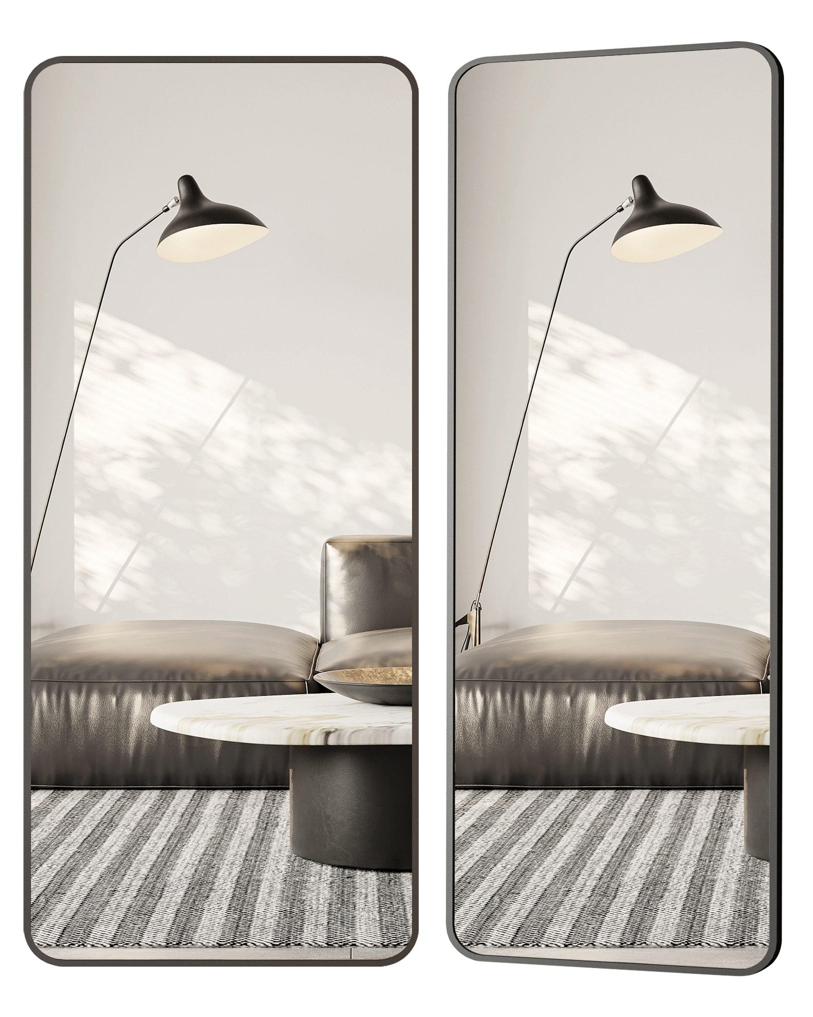 Spiegel Flur Ganzkörper 180x80 Wandspiegel groß Schwarz mit Alurahmen