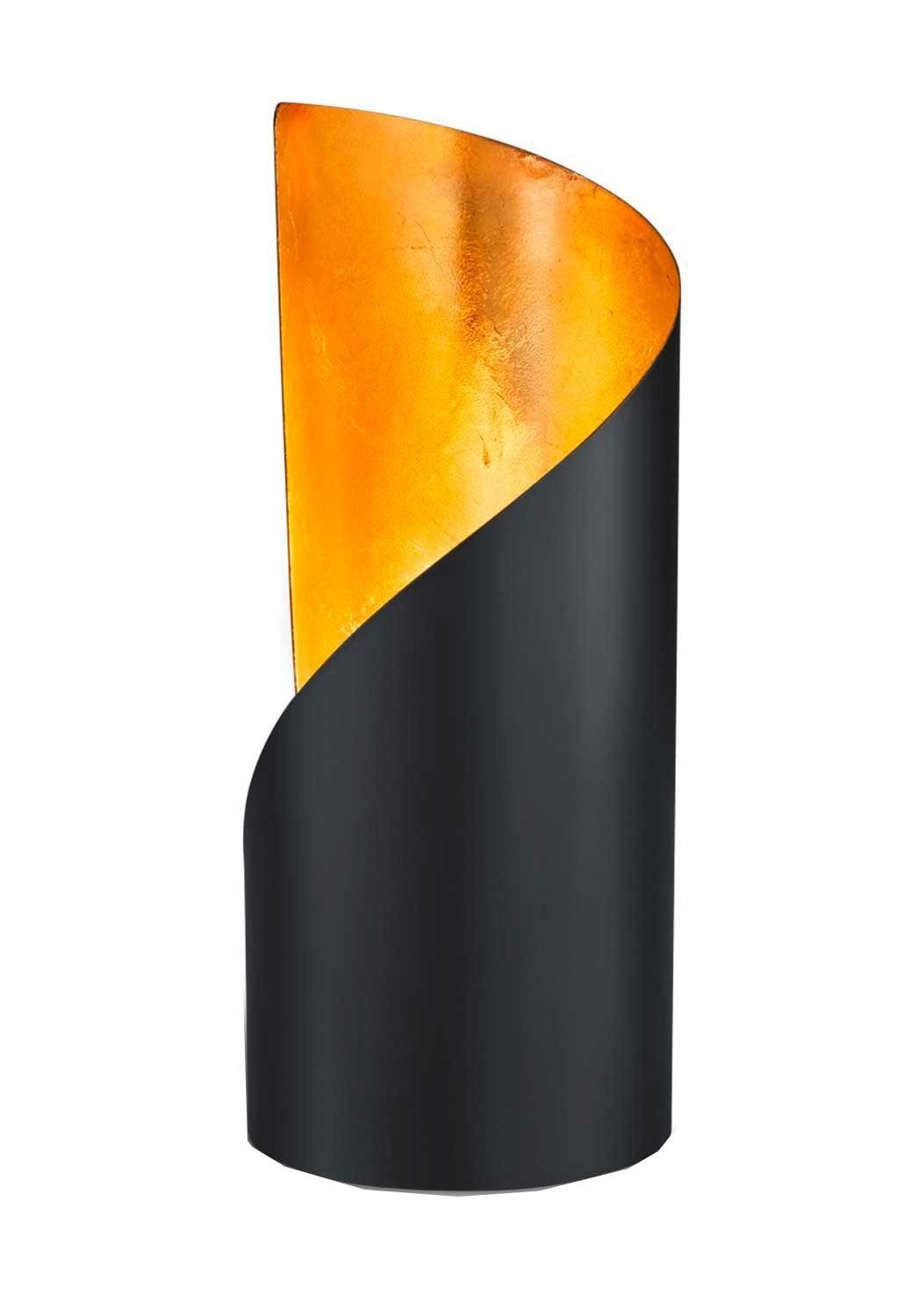 Reality Leuchten Tischleuchte Tischlampe FRANK, 1-flammig, H 24 cm, Goldgelb, ohne Leuchtmittel, Schwarz, Metall