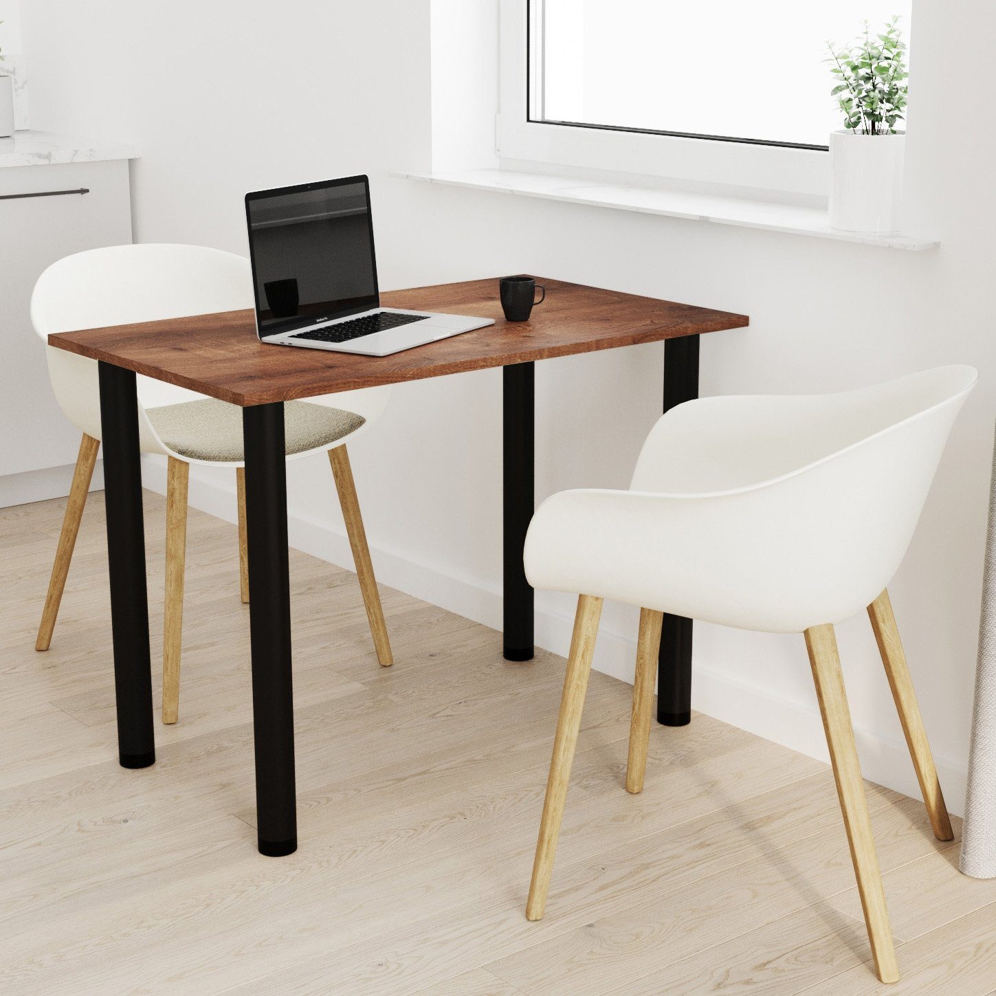 AKKE Esstisch, Esszimmertisch mit schwarzen Beinen Küchentisch Bürotisch 2m günstig online kaufen