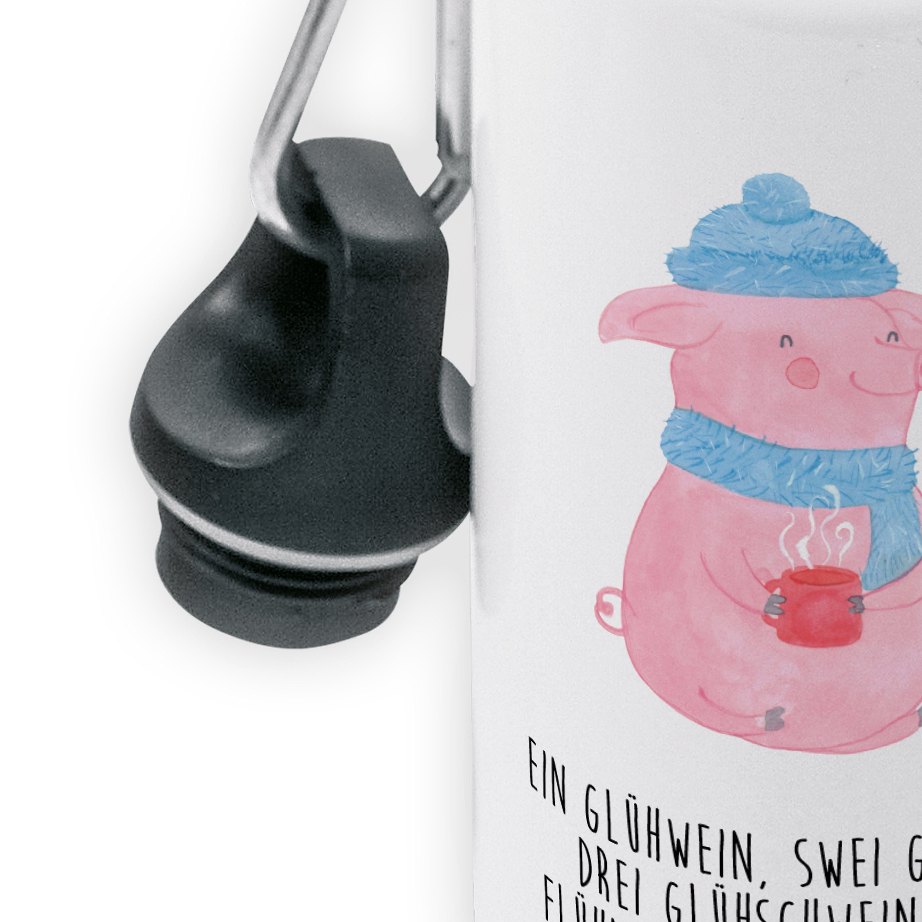 & - Glühwein Geschenk, Mr. Panda Trinkflasche Glühschwein - Weihnachtsmarkt, Mrs. Weiß Lallelndes