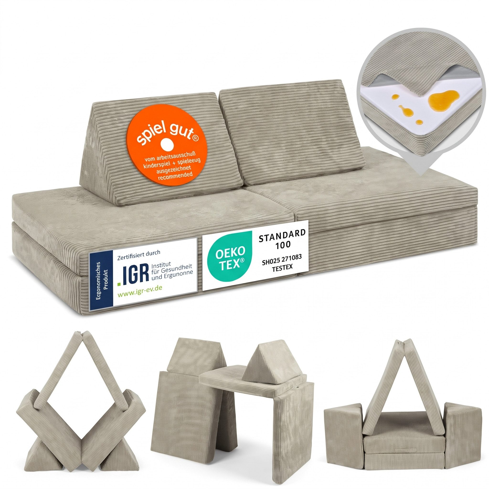 Linodino Kindersofa Spielsofa I aus Schaumstoff Bausteine I Spielcouch für Kinder, 3 Jahre Garantie