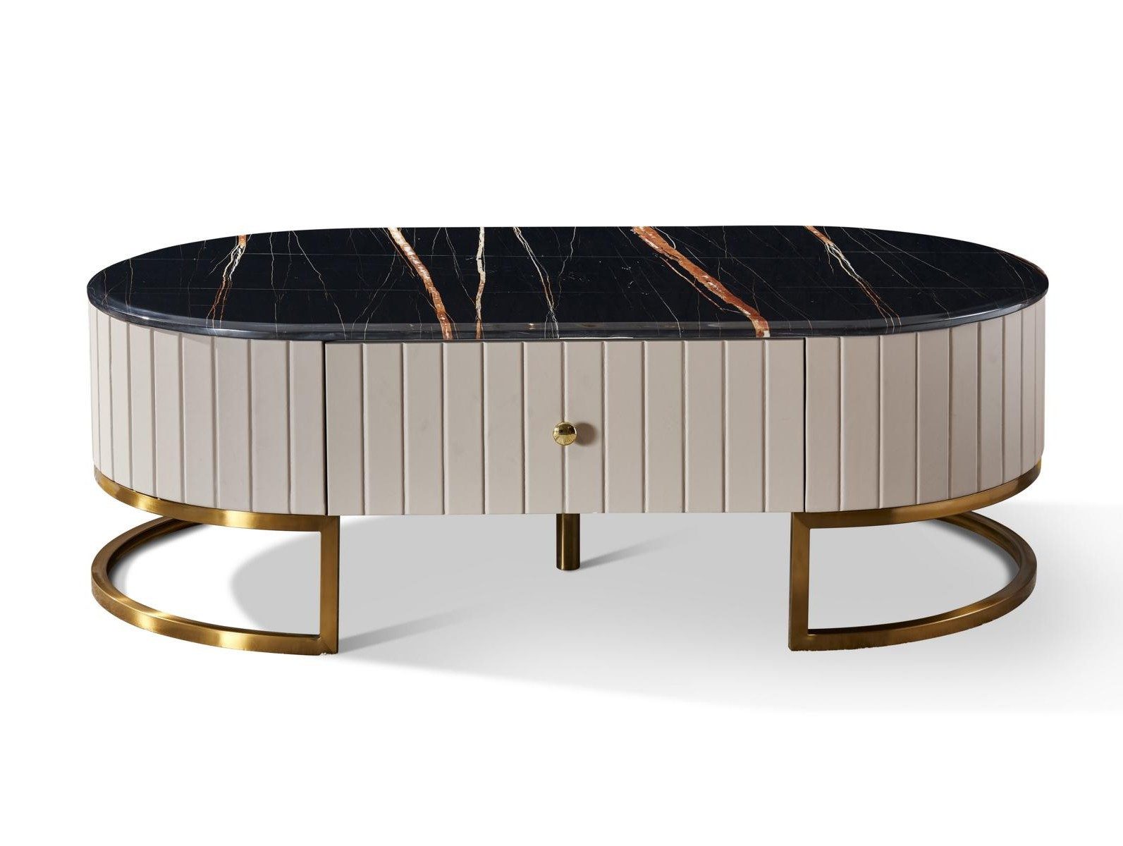 Xlmoebel Couchtisch Ovaler Luxus Design Tisch für Wohnzimmer und Kaffee, Made in Europa