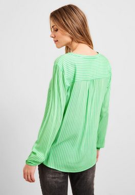 Cecil Klassische Bluse Cecil Bluse mit Streifenmuster in Smash Green (1-tlg) Nicht Vorhanden