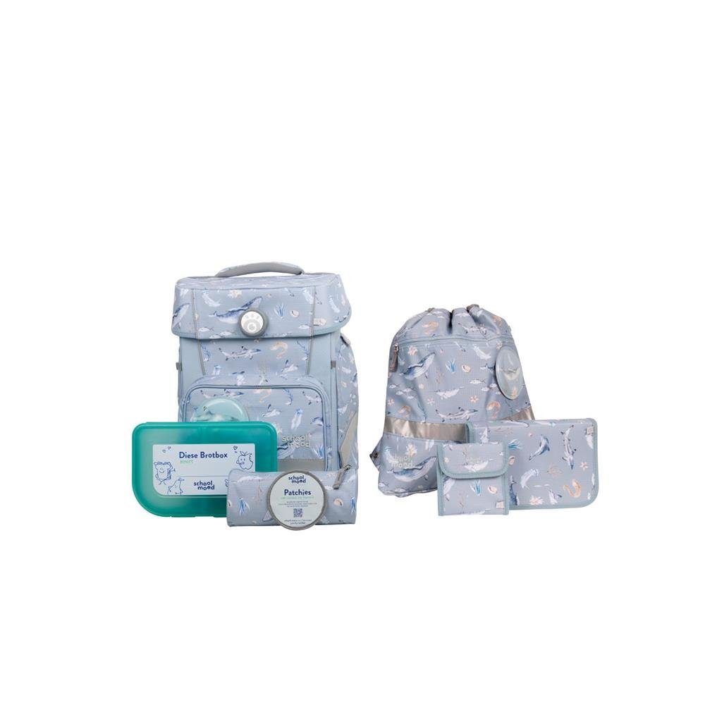 SCHOOL-MOOD® Schulranzen Champion Maxx (Nordic Collection) (Set, 7-tlg., mit Turnbeutel, Etui, Schlamperrolle, Brustbeutel, Brotdose, Patchies), 21 Liter, für Grundschule