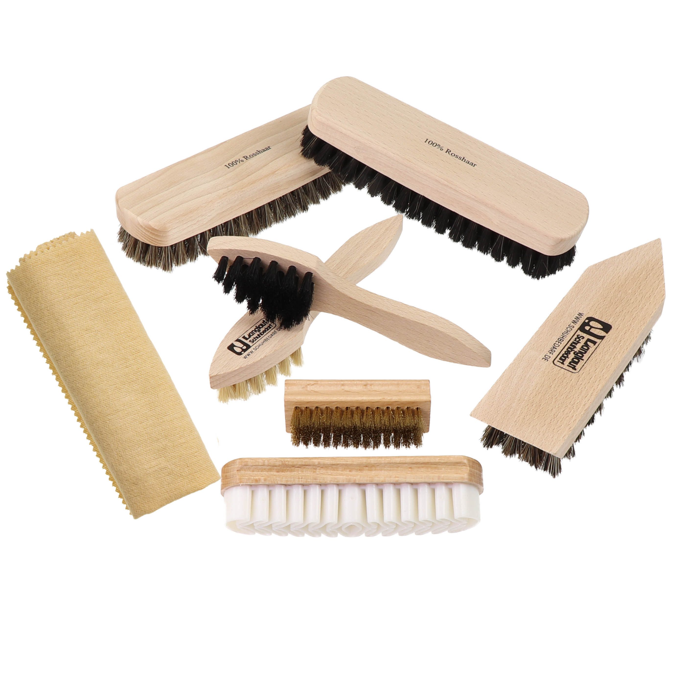 Reinigungsbürsten-Set Rosshaar Schuhputzset III - professionelles Schuhpflege Set