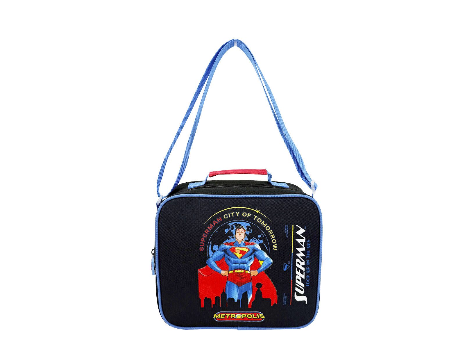 Superman Brottasche Lunchtasche Black mit Reißverschluss Schule Arbeit und Freizeit