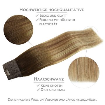 Wennalife Echthaar-Extension Verlängerungen,Halo-Haare,Walnussbraun bis Aschbraun und Bleichblond