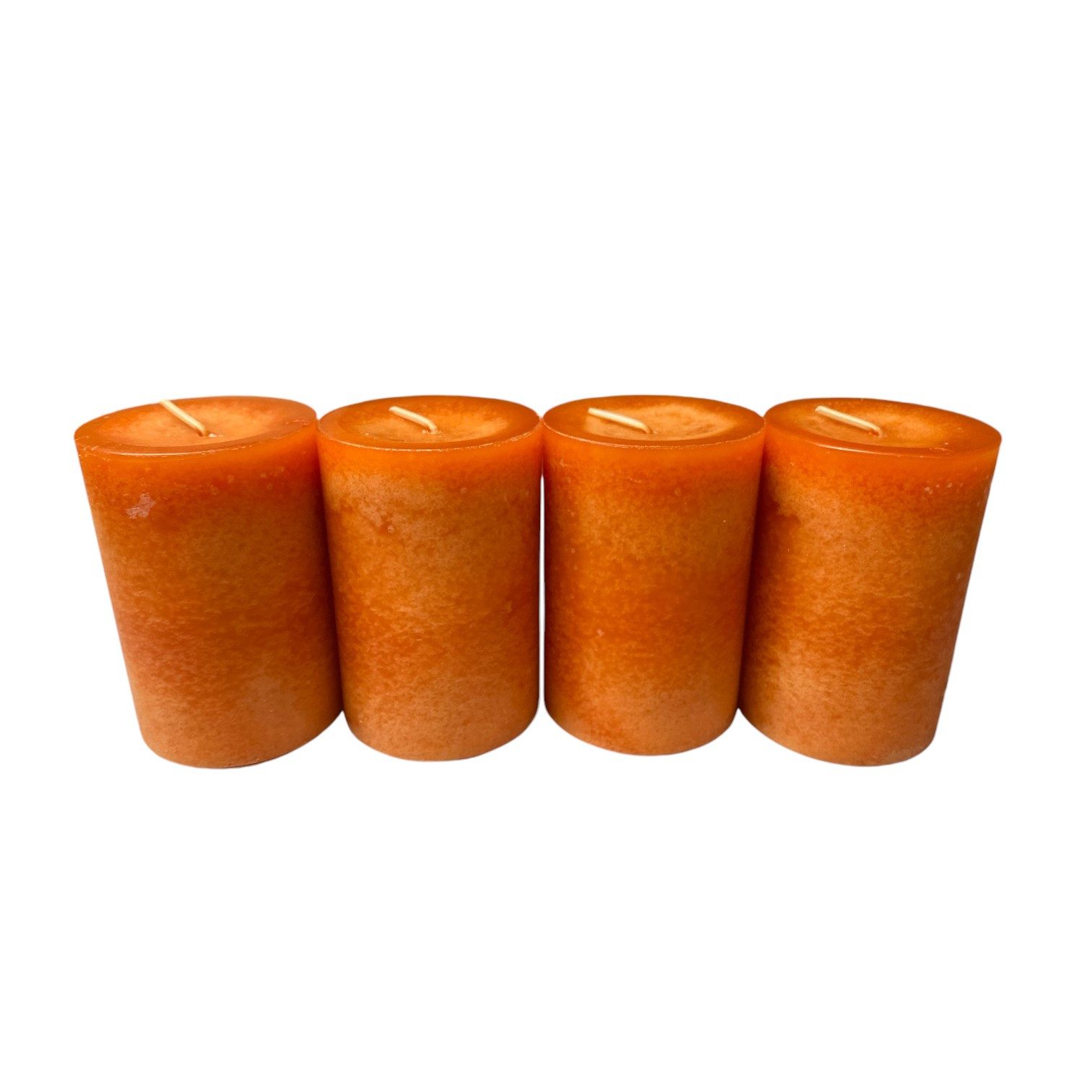 DekoTown Stumpenkerze 4 Столб свечи, 9x6 cm, Kürbis Orange, DEKRA geprüft, tropffest, 27 h