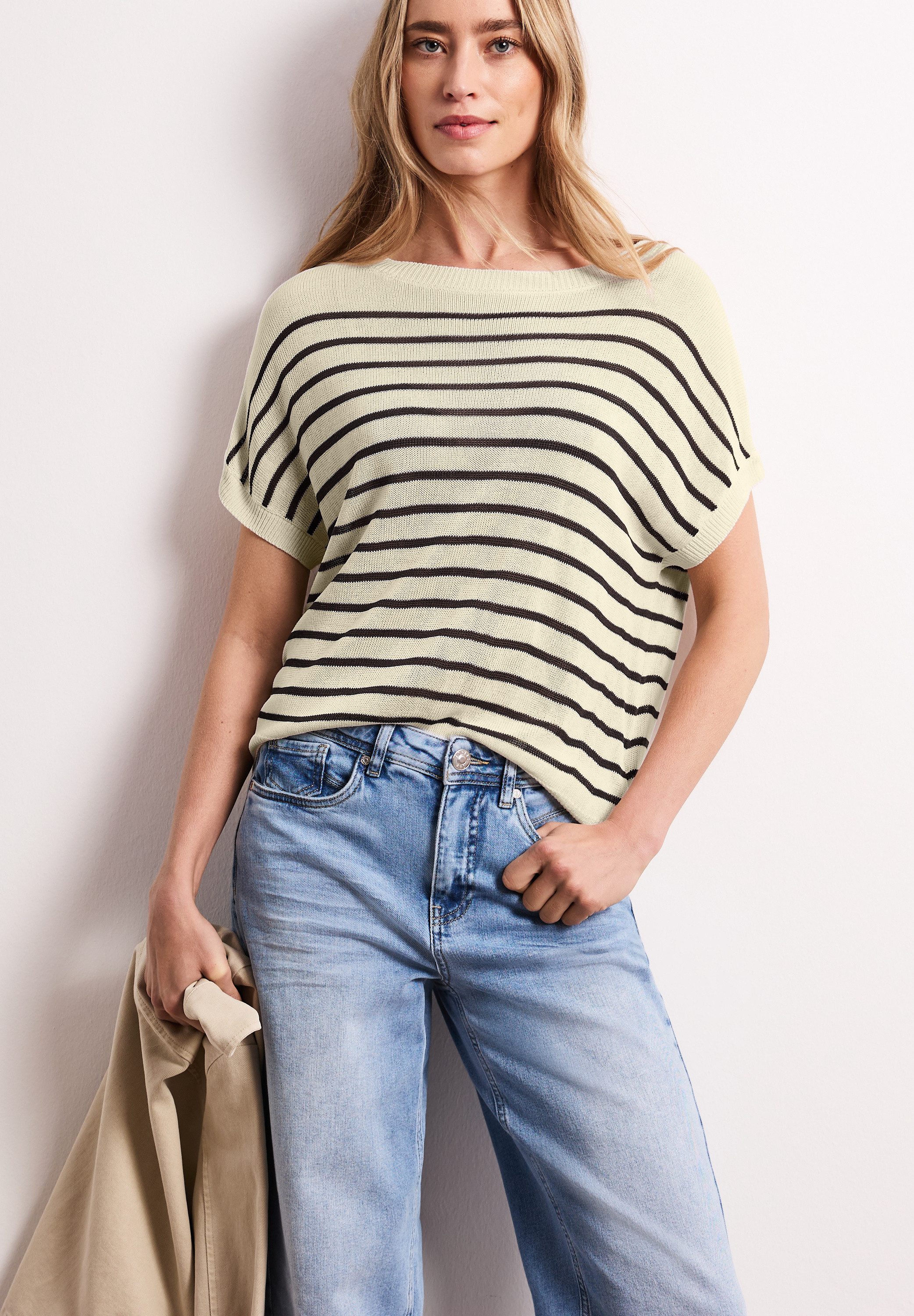 STREET ONE Pullunder mit Boatneck und Streifen