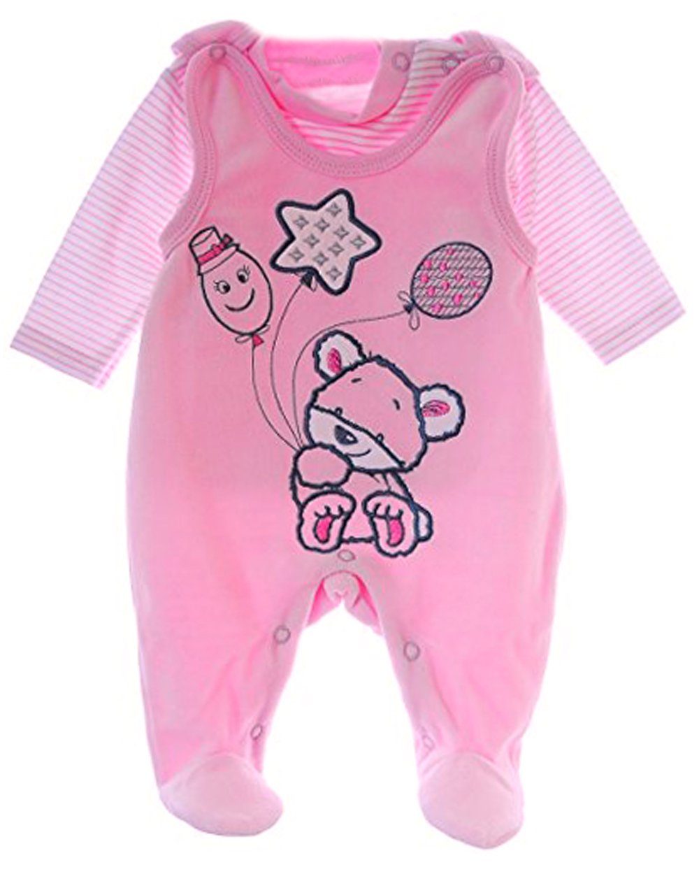 Strampler Stramplerhose und Shirt Set Baby Anzug in Rosa mit Bärchen