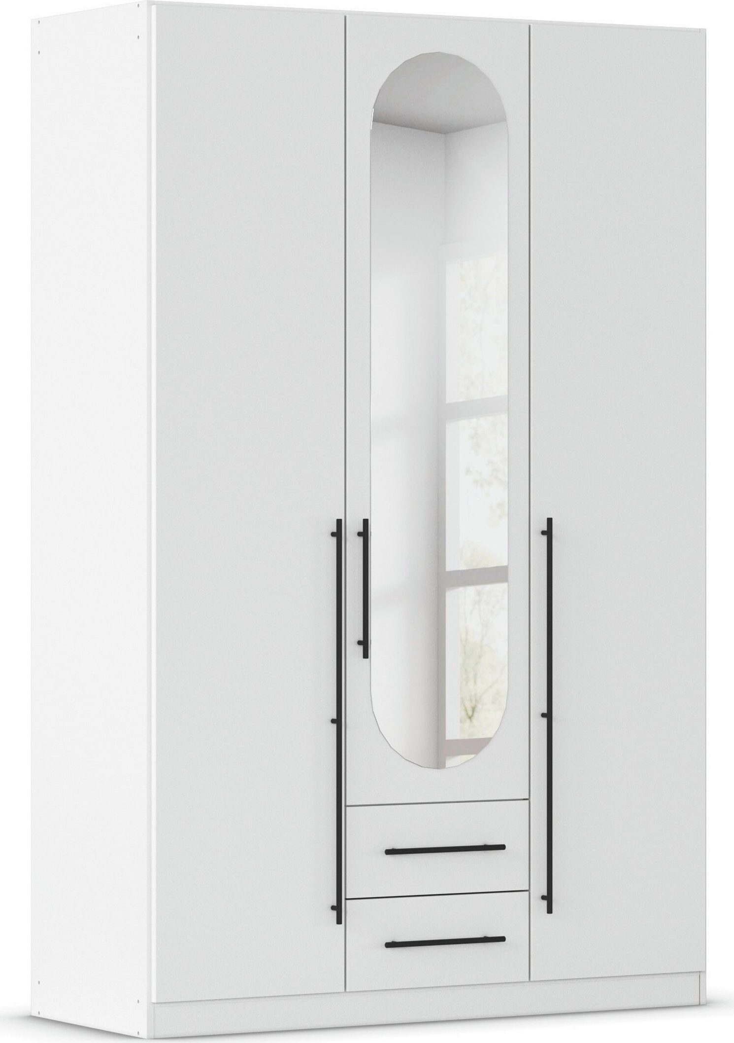 OTTO home Kleiderschrank Schlafzimmer Schrank Garderobe RONDO Breiten 136/181/226/271 cm (3 verschiedene Ausstattungen BASIC/CLASSIC/PREMIUM (inkl. SOFT-CLOSE) elegante ovale Spiegelelemente Metallgriffe in Schwarz MADE IN GERMANY