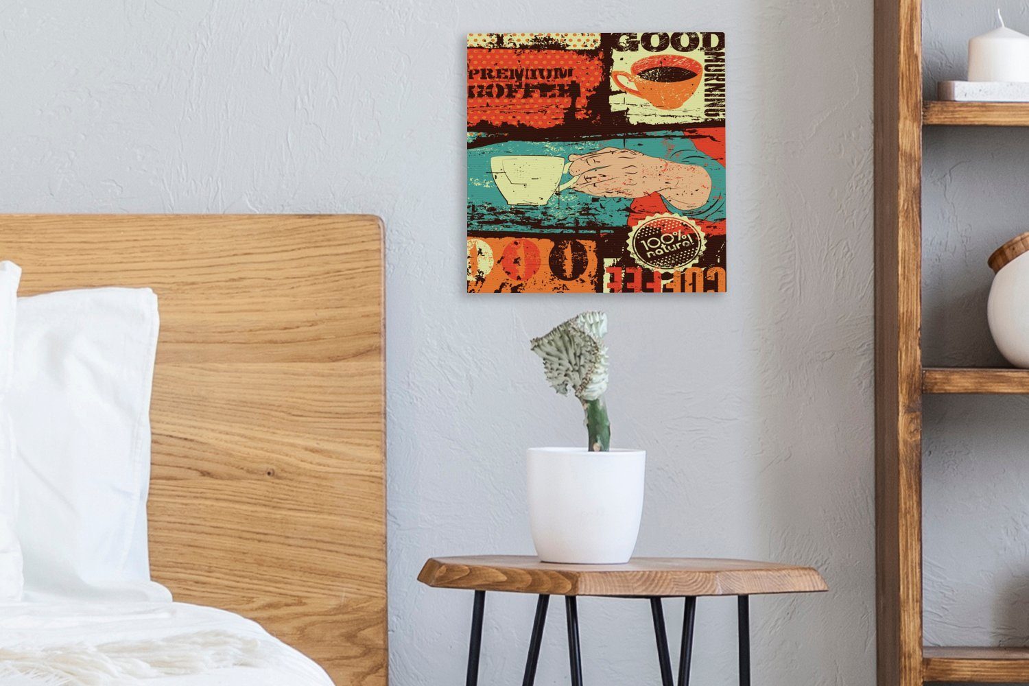 OneMillionCanvasses® Collage Schlafzimmer für Wohnzimmer St), (1 - Vintage, Bilder Leinwandbild Leinwand Kaffee -