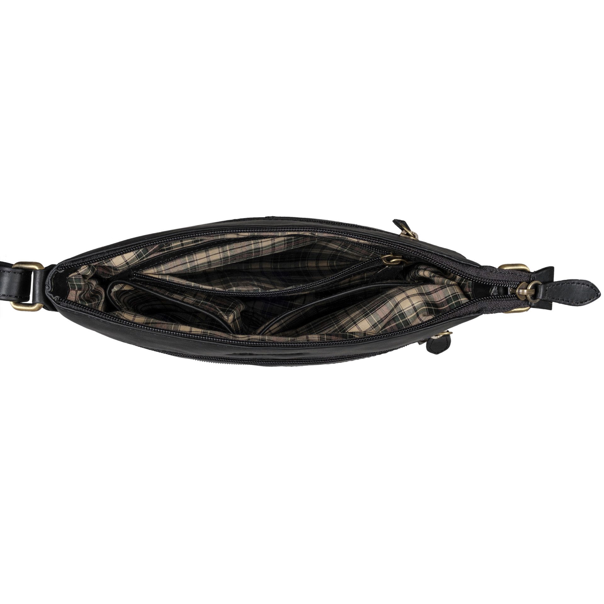 Benthill Umhängetasche Damen Echt Leder Schultertasche Vintage Handtasche geflochtenem Muster, Schultergurt / Umhängegurt Reißverschlussfach – Bild 4 von 5