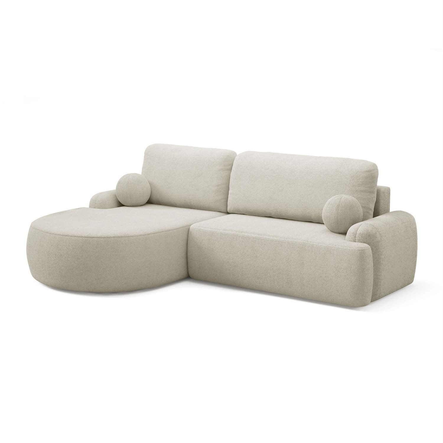 Lookway Ecksofa CLEO Rundes Ecksofa mit Schlaffunktion und Bettkasten, mit Bettfunktion und Bettkasten