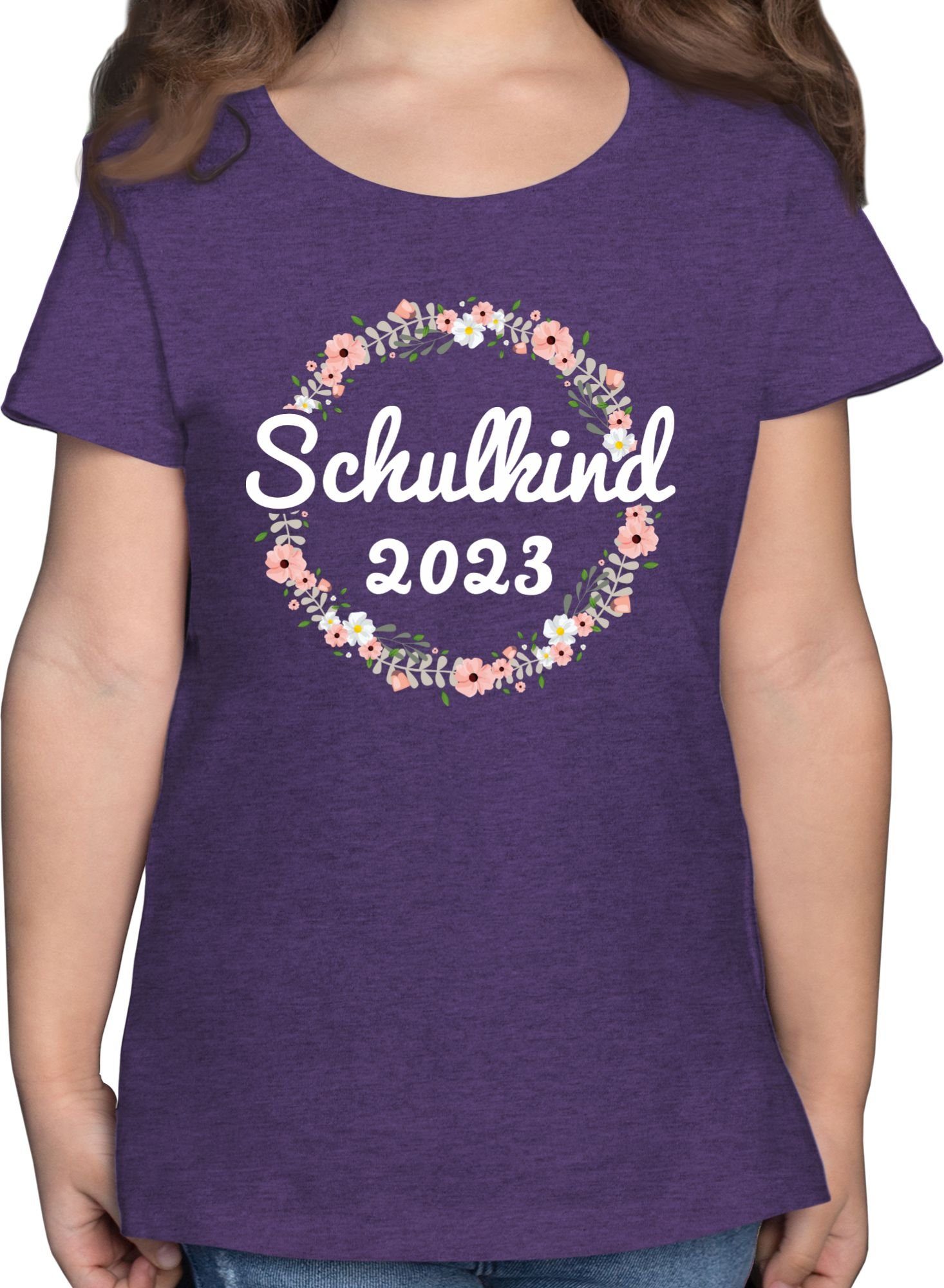 Mädchen Shirtracer Lila T-Shirt 2023 2 Meliert Einschulung Schulkind