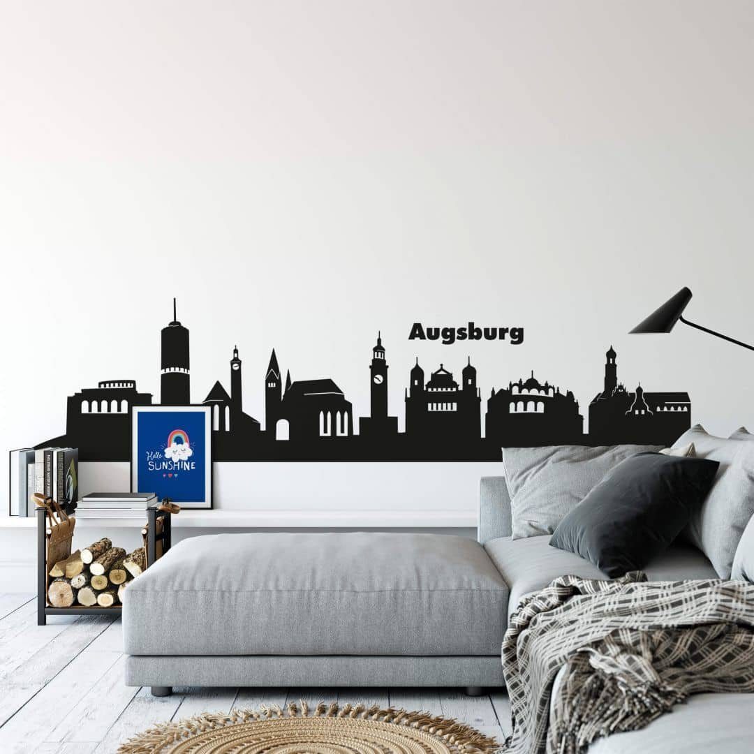 K&L Wall Art Wandtattoo Stadt Wandtattoo Augsburg Skyline Fanartikel Bayern 120cm, Wandbild selbstklebend, entfernbar