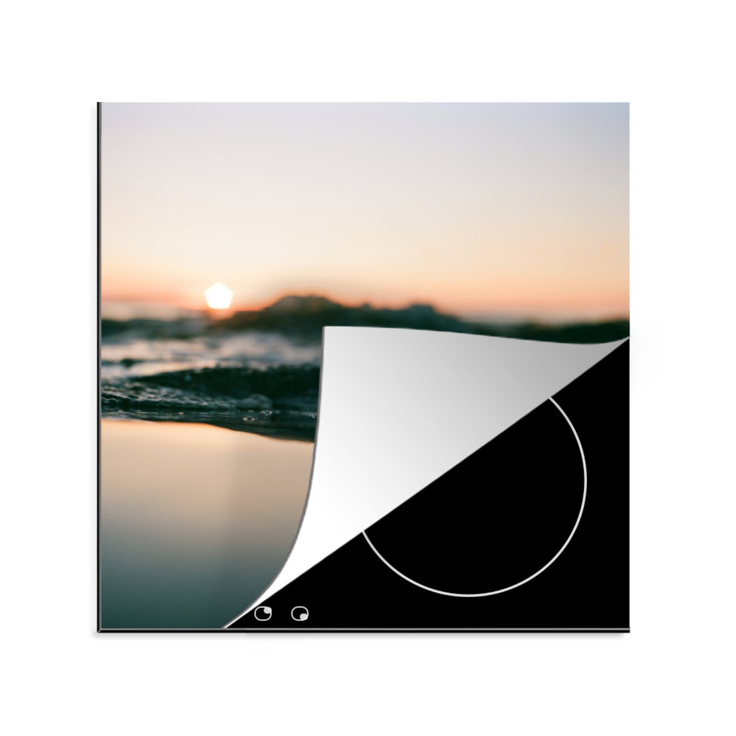 MuchoWow Herdblende-/Abdeckplatte Meer - Wellen - Sonne, Vinyl, (1 tlg), 78x78 cm, Ceranfeldabdeckung, Arbeitsplatte für küche