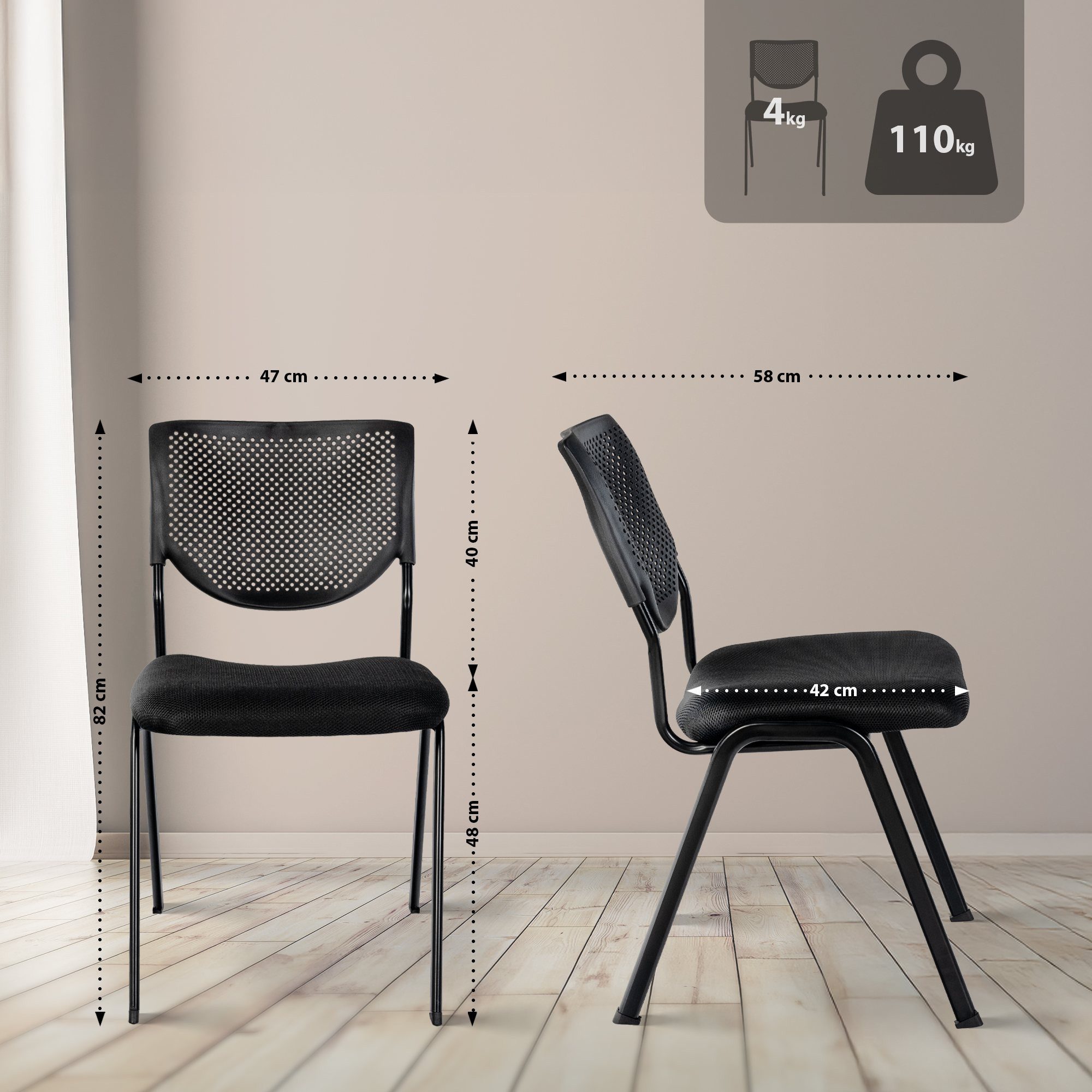 CLP Stapelstuhl Kaber, stapelbares Metallgestell, Stoffbezug