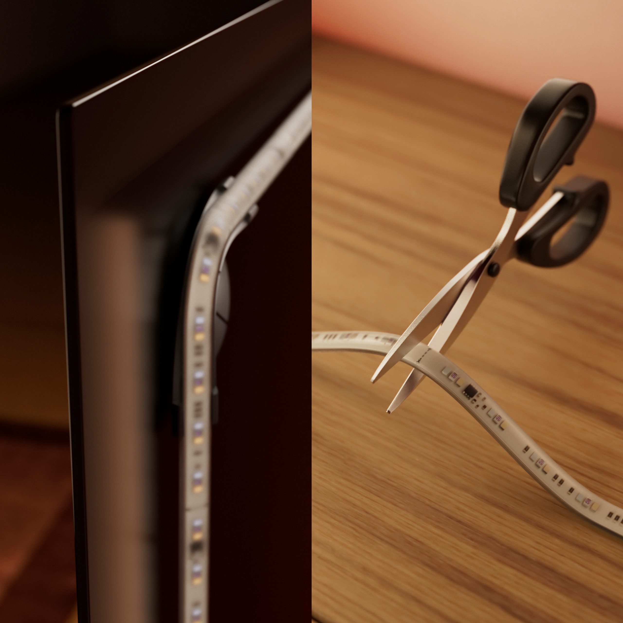 Philips Hue LED-Streifen Play Gradient Lightstrip wahlweise für 65 u. 85 Zoll TV, Zuschneidbar, RGBWWIC, präzise Farben, TV-Synchronisation – Bild 3 von 5