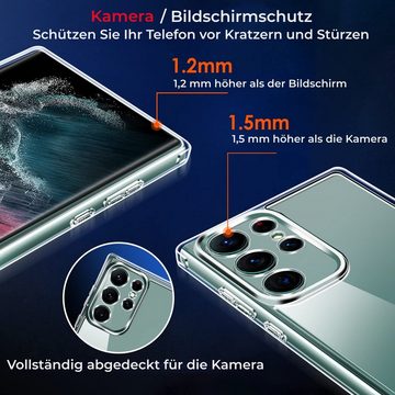 Tisoutec Smartphone-Hülle Handyhülle Samsung Galaxy S23 Ultra Hülle TPU Case + 2*Displayfolie