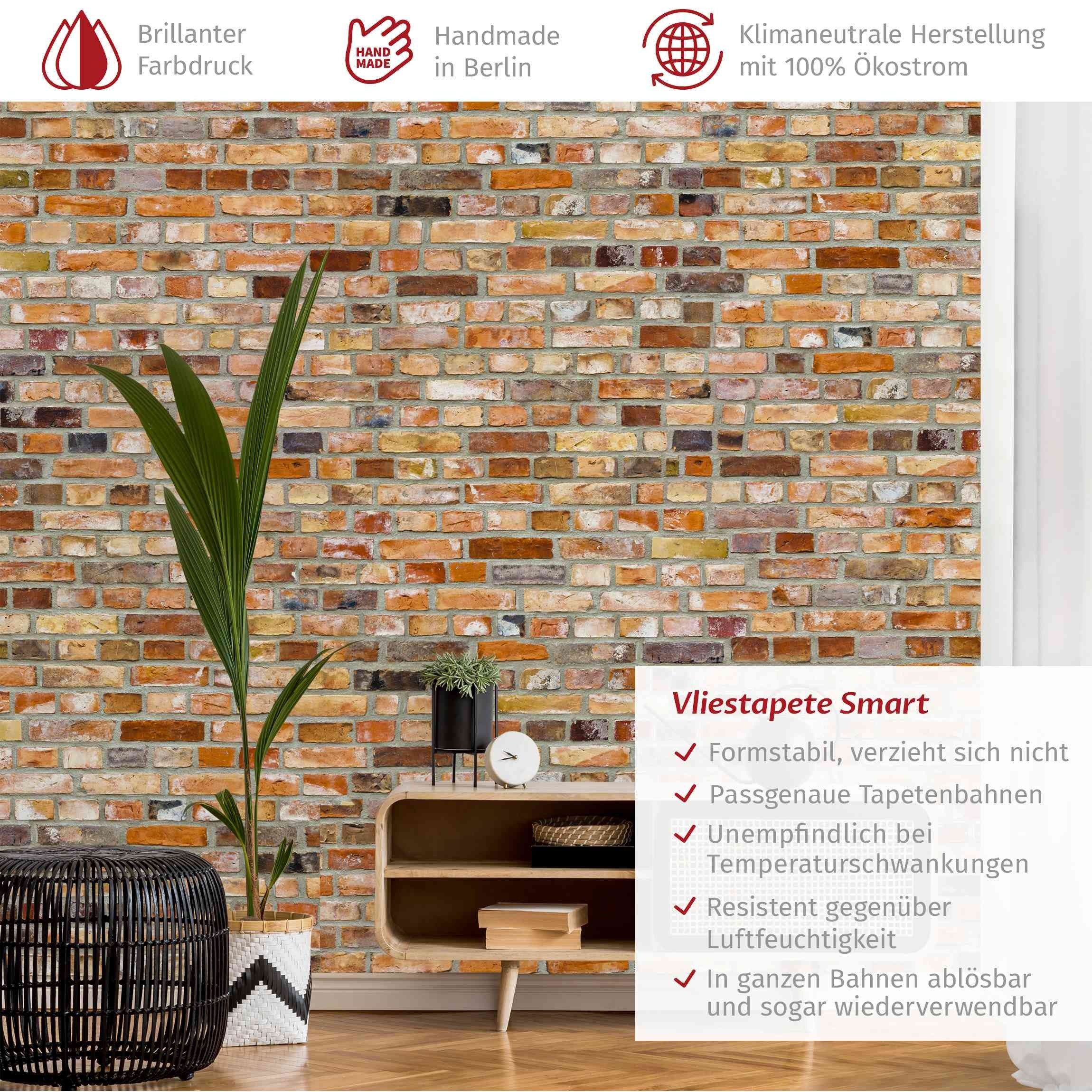 Bilderdepot24 Vliestapete Backsteinn Backstein Ziegelwand Rot Steinoptik 3D-Effekt Industrial, Glatt, Matt, (Vliestapete inkl. Kleister oder selbstklebend), Wohnzimmer Schlafzimmer Küche Flur Fototapete Motivtapete Wandtapete