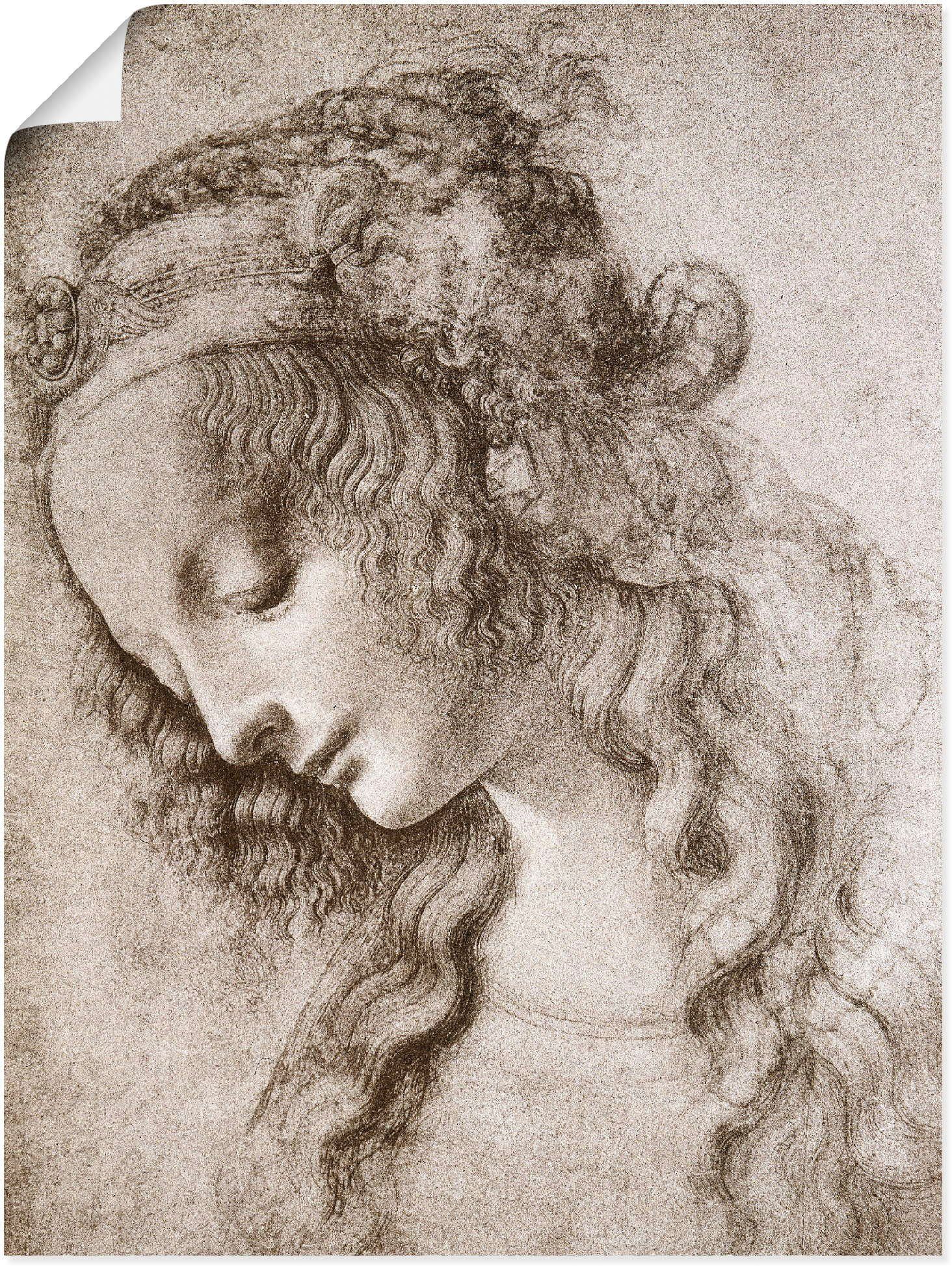 Artland Wandbild Studie des Kopfes der Maria Magdalena., Frau (1 St), als Leinwandbild, Wandaufkleber oder Poster in versch. Größen
