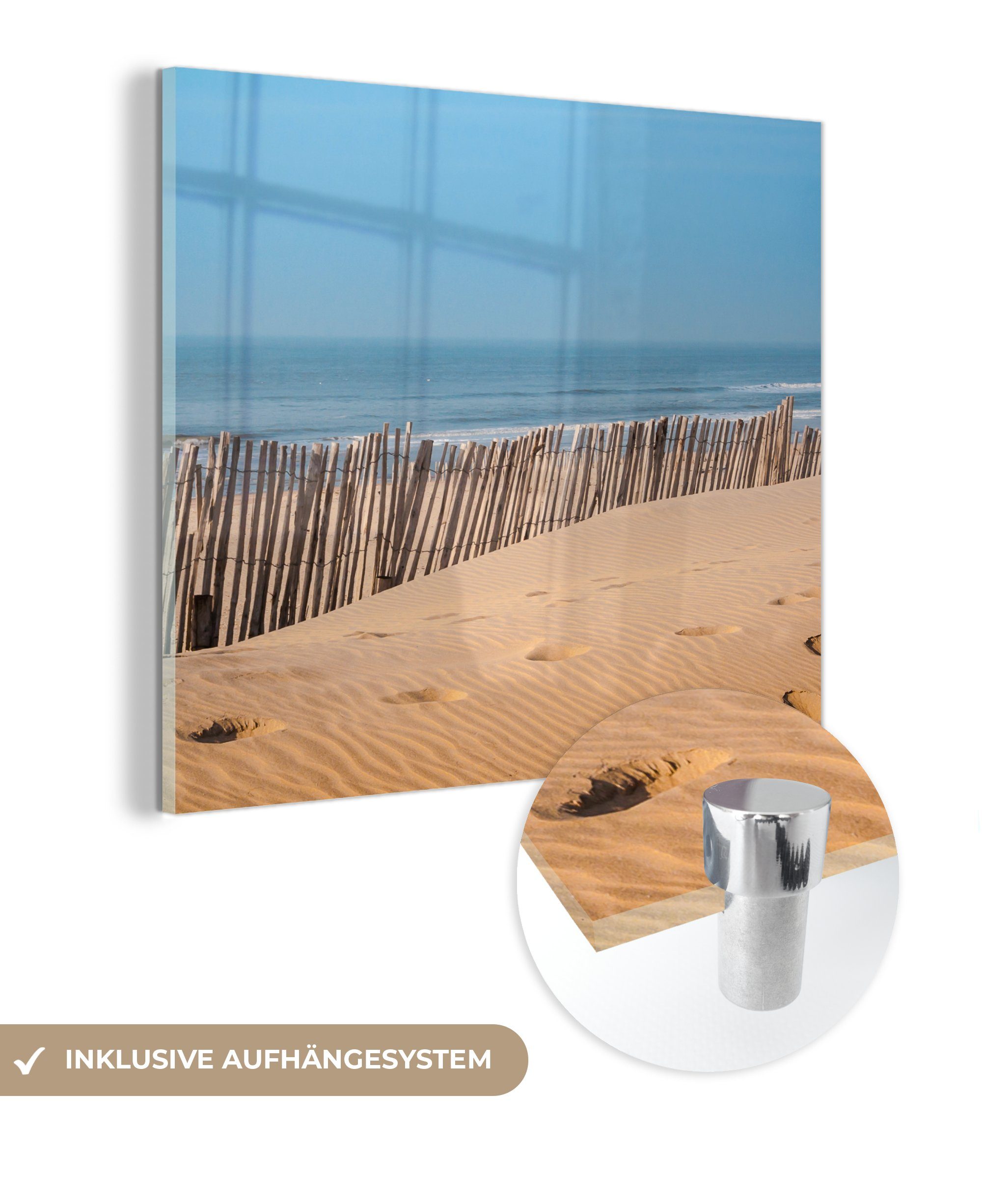 MuchoWow Acrylglasbild Strand - Meer - Pfähle, (1 St), Glasbilder - Bilder auf Glas Wandbild - Foto auf Glas - Wanddekoration