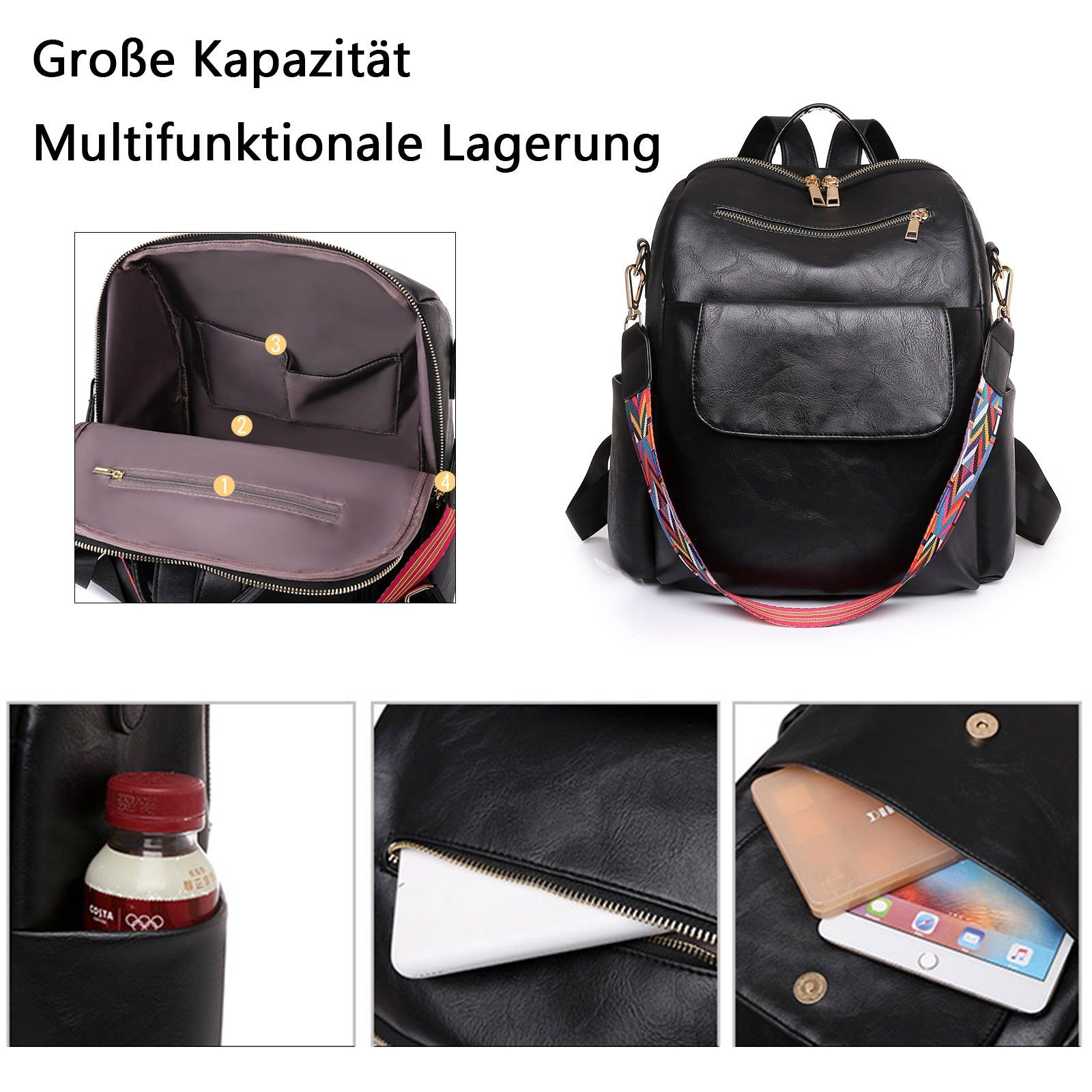 Notebook Reisen Damen Laptop cm, Schultertasche, Teenager Freizeit Schule Herren Rucksack), Laptoprucksack Schulrucksack Lederrucksack Tasche, Rucksack Reiserucksack Business Leder Vintage, Jungen Leopard REDOM Arbeit für (32x35x17