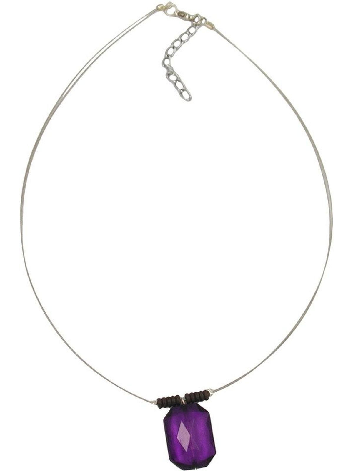 Gallay Perlenkette Drahtkette Viereck facettiert lila Kunststoffperlen 45cm (1-tlg)