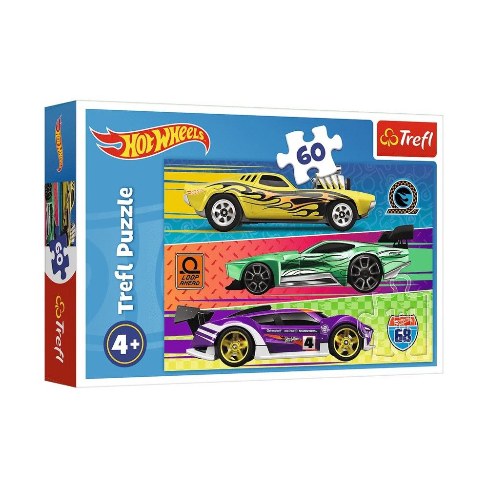 Trefl Puzzle Kinderpuzzle Legespiel Rennwagen, 60 Puzzleteile, 60 Teile, Bild 33 x 22 cm, ab 4 Jahren