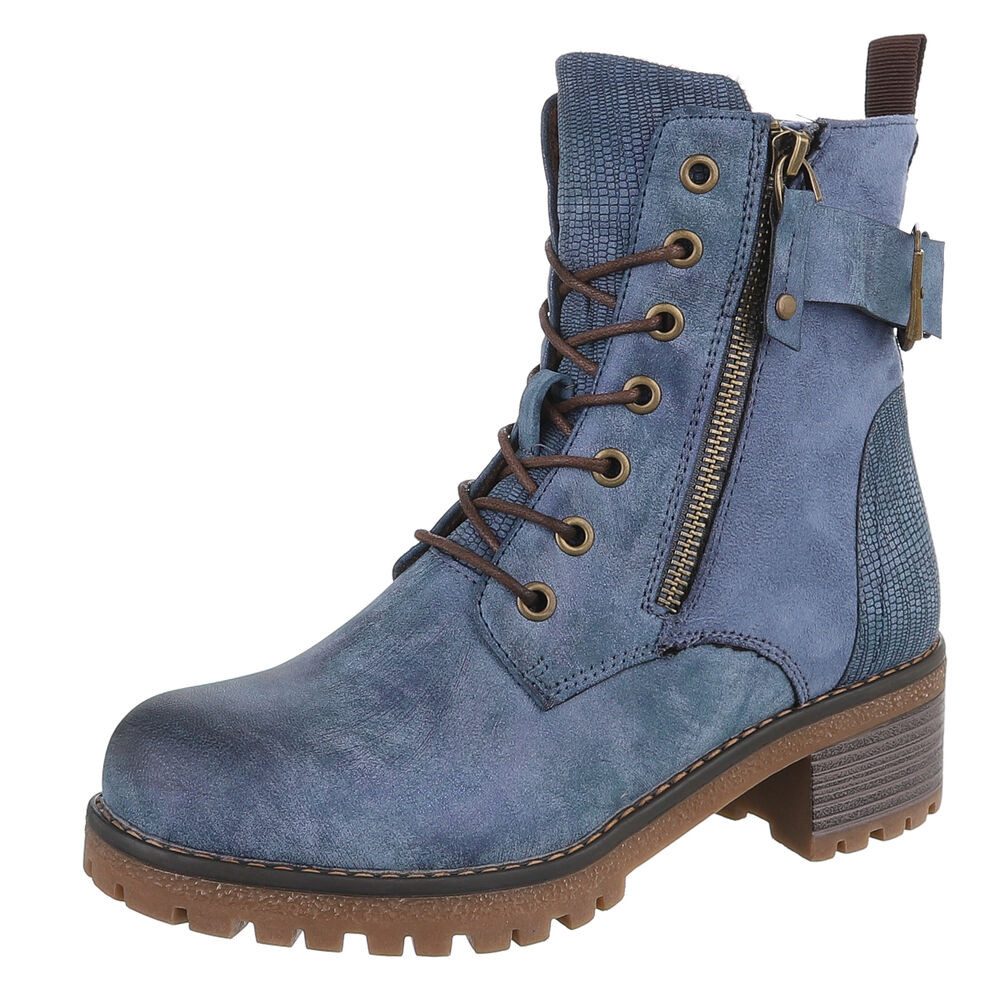 Ital-Design Damen Stiefel mit Reißverschluss und Schnürung Schnürstiefelett günstig online kaufen