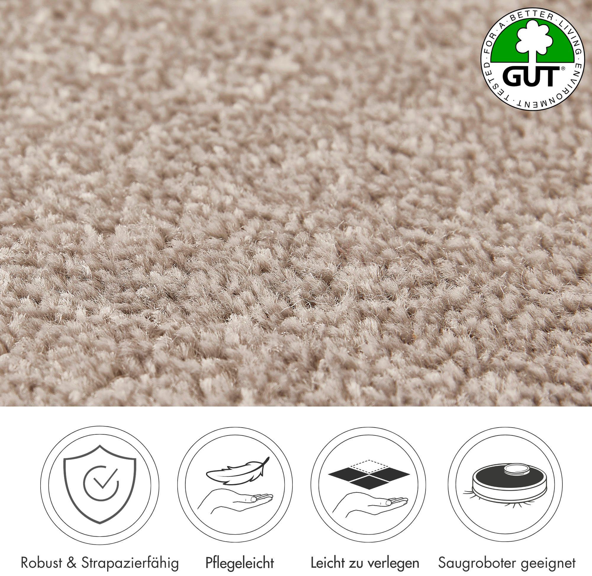 Andiamo Teppichboden Ines, Kräuselvelours, Gesamthöhe 8,5 mm, Made in Netherlands, rechteckig, Uni Farben, Breite 400 cm, strapazierfähig & pflegeleicht