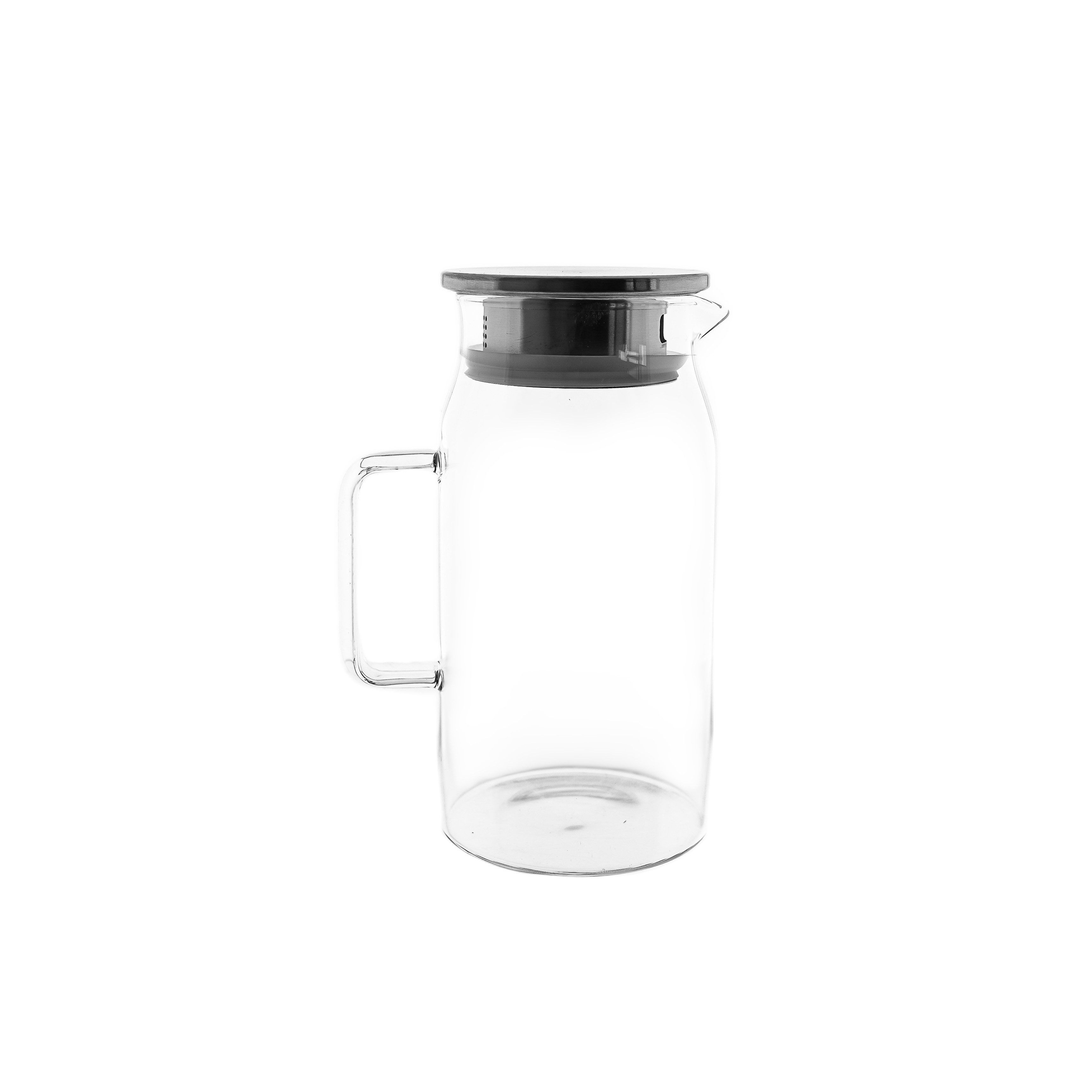ZELLERFELD Karaffe mit Griff & Deckel aus Edelstahl - 1 L, modern & hitzebeständig, (1-tlg), 1 L, aus Glas, Edelstahldeckel