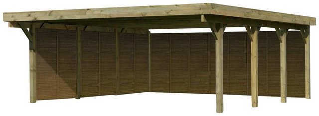 Karibu Doppelcarport »Classic 2«, BxT: 598x670 cm, 206 cm Einfahrtshöhe, (Set), mit Rückwand und 3 Seitenwänden