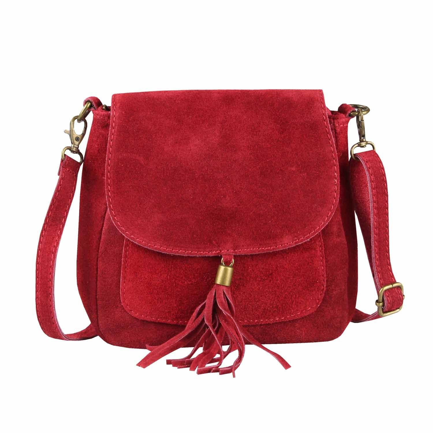 Schultertasche Made in Italy Damen Leder Tasche CrossOver