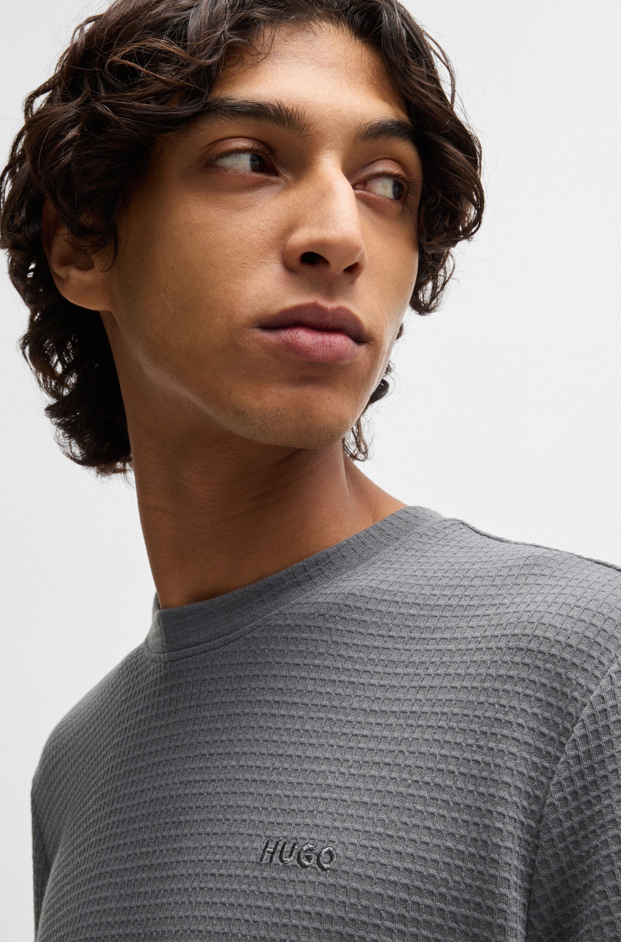 HUGO T-Shirt,Austin T-Shirt Waffelstruktur und Logo-Stickerei